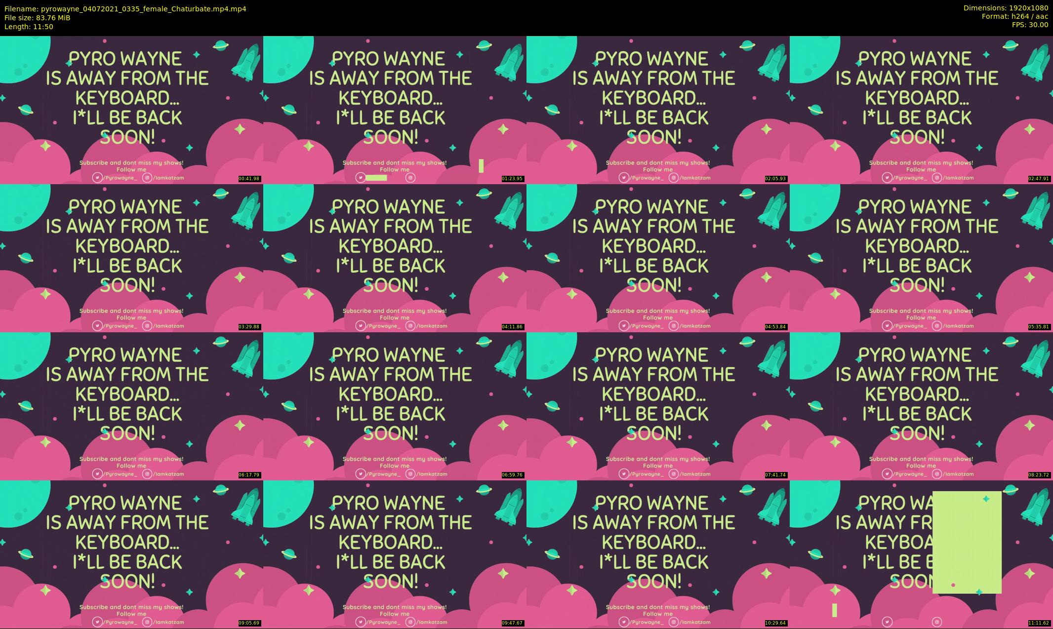 pyrowayne — 12 minute Chaturbate female cam show recording, 1080p, Jul 4, 2021