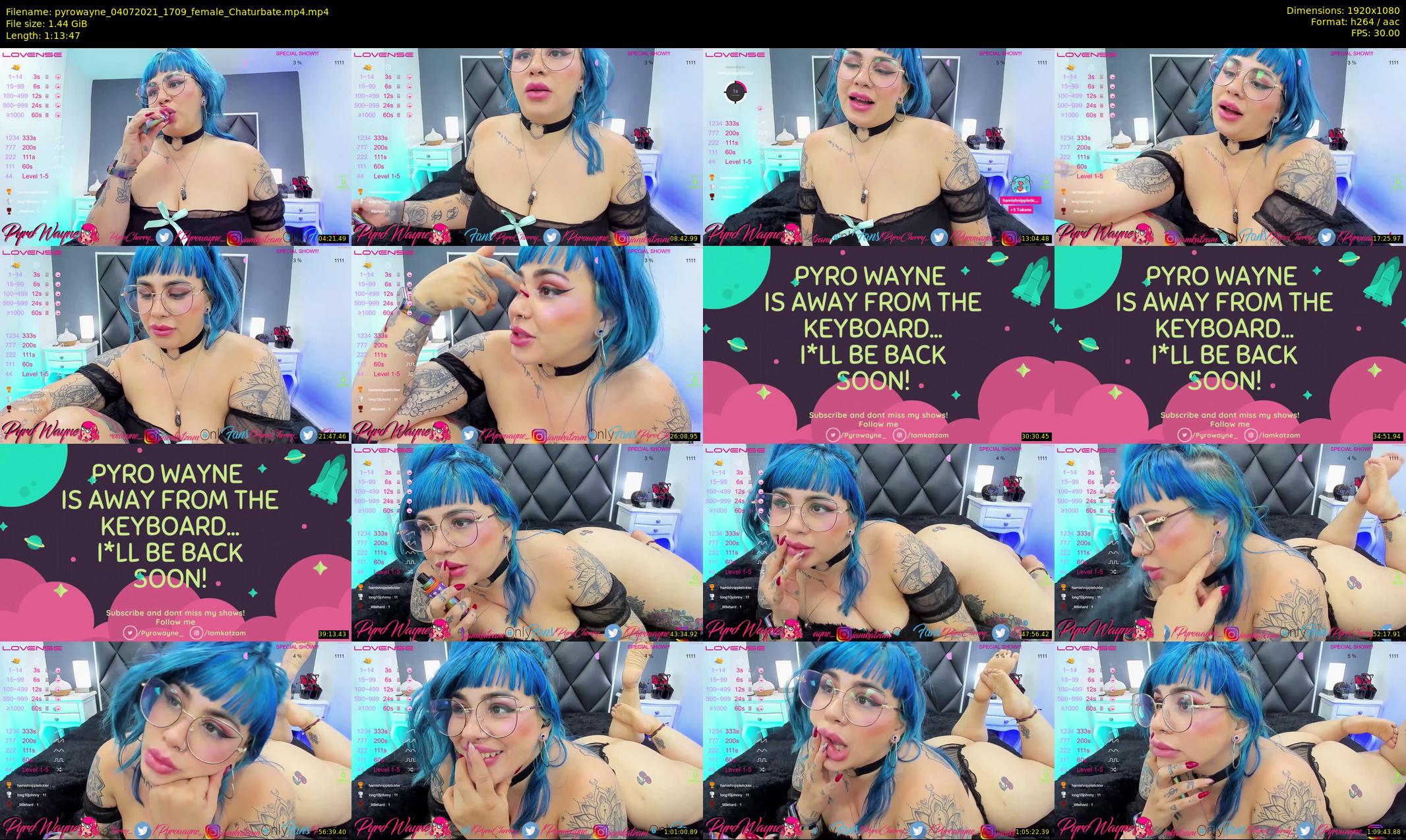 pyrowayne — 74 minute Chaturbate female cam show recording, 1080p, Jul 4, 2021
