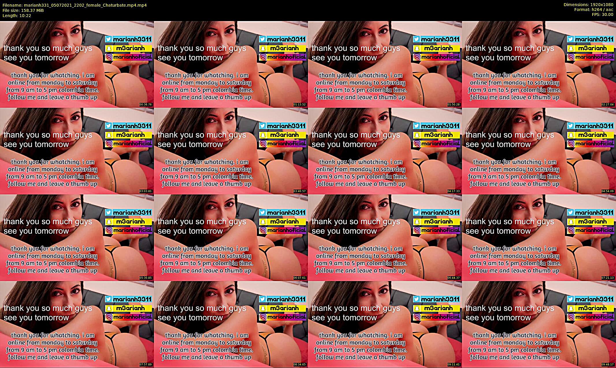 marianh331 — 8 minute Chaturbate female cam show recording, 1080p, Jul 5, 2021