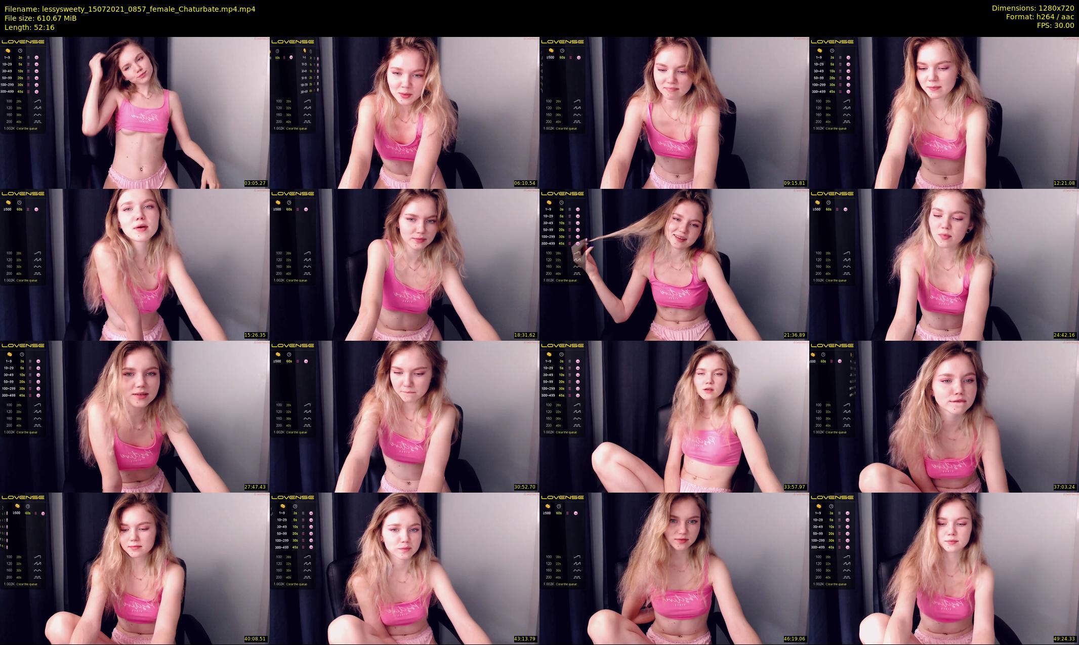 lessysweety — 53 minute Chaturbate female cam show recording, 720p, Jul 15, 2021
