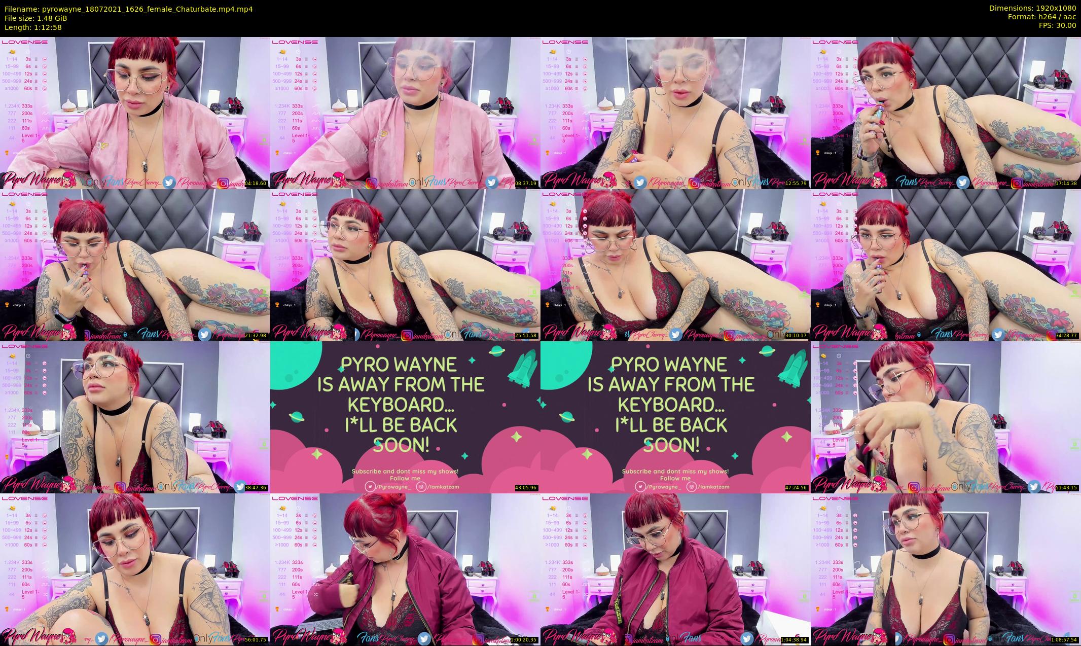 pyrowayne — 73 minute Chaturbate female cam show recording, 1080p, Jul 18, 2021