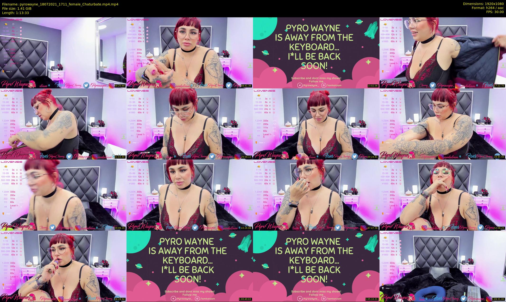 pyrowayne — 74 minute Chaturbate female cam show recording, 1080p, Jul 18, 2021