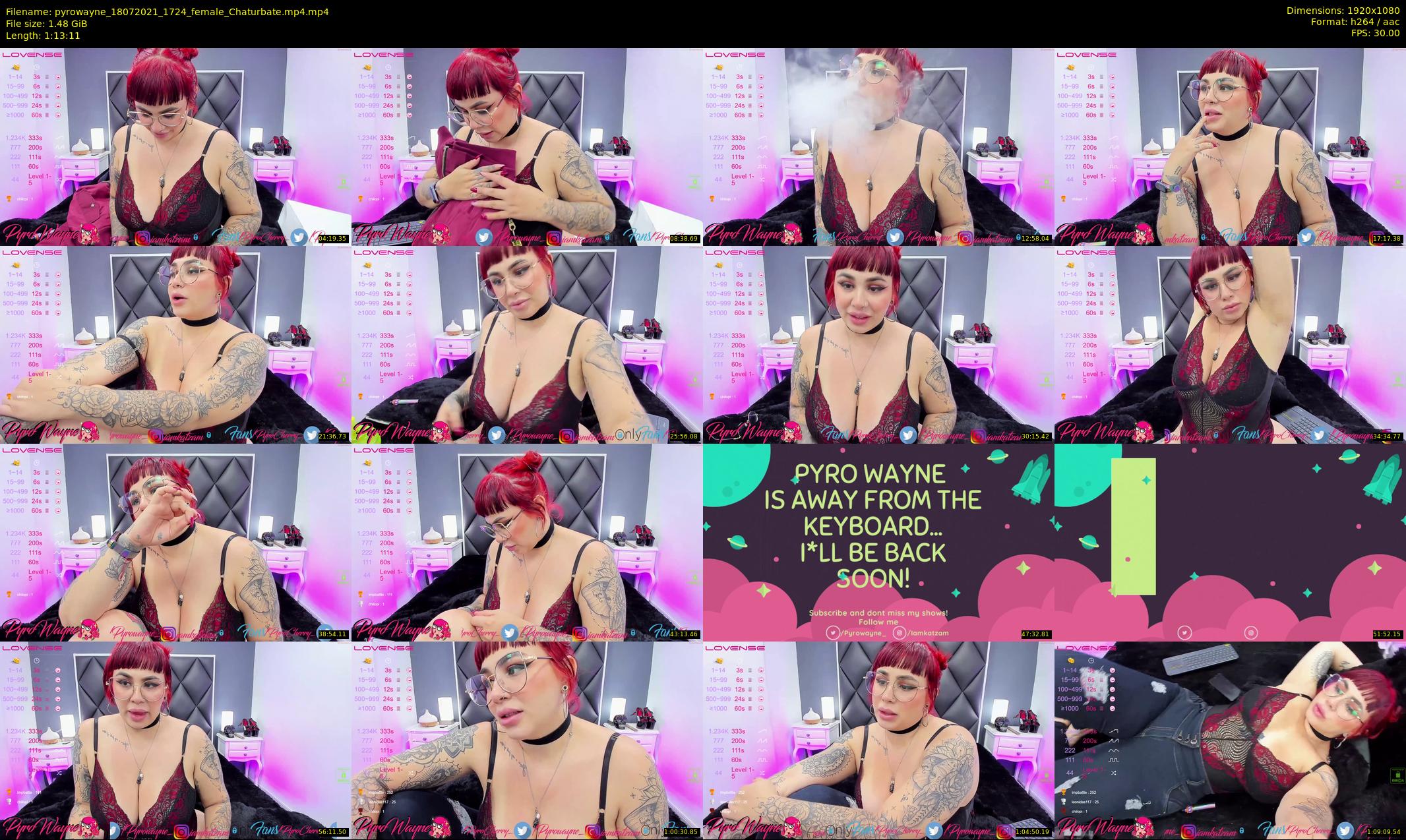 pyrowayne — 74 minute Chaturbate female cam show recording, 1080p, Jul 18, 2021