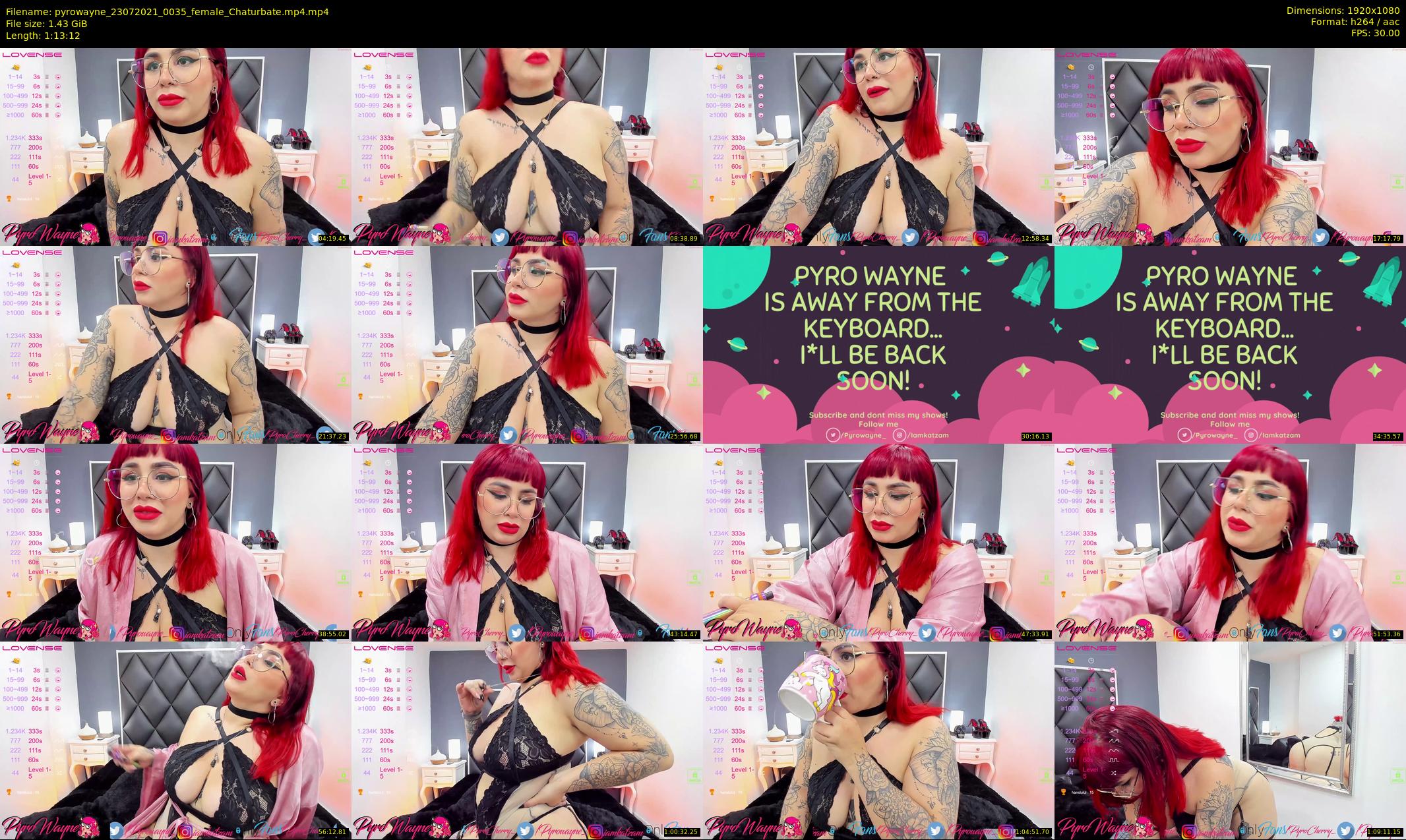 pyrowayne — 74 minute Chaturbate female cam show recording, 1080p, Jul 23, 2021