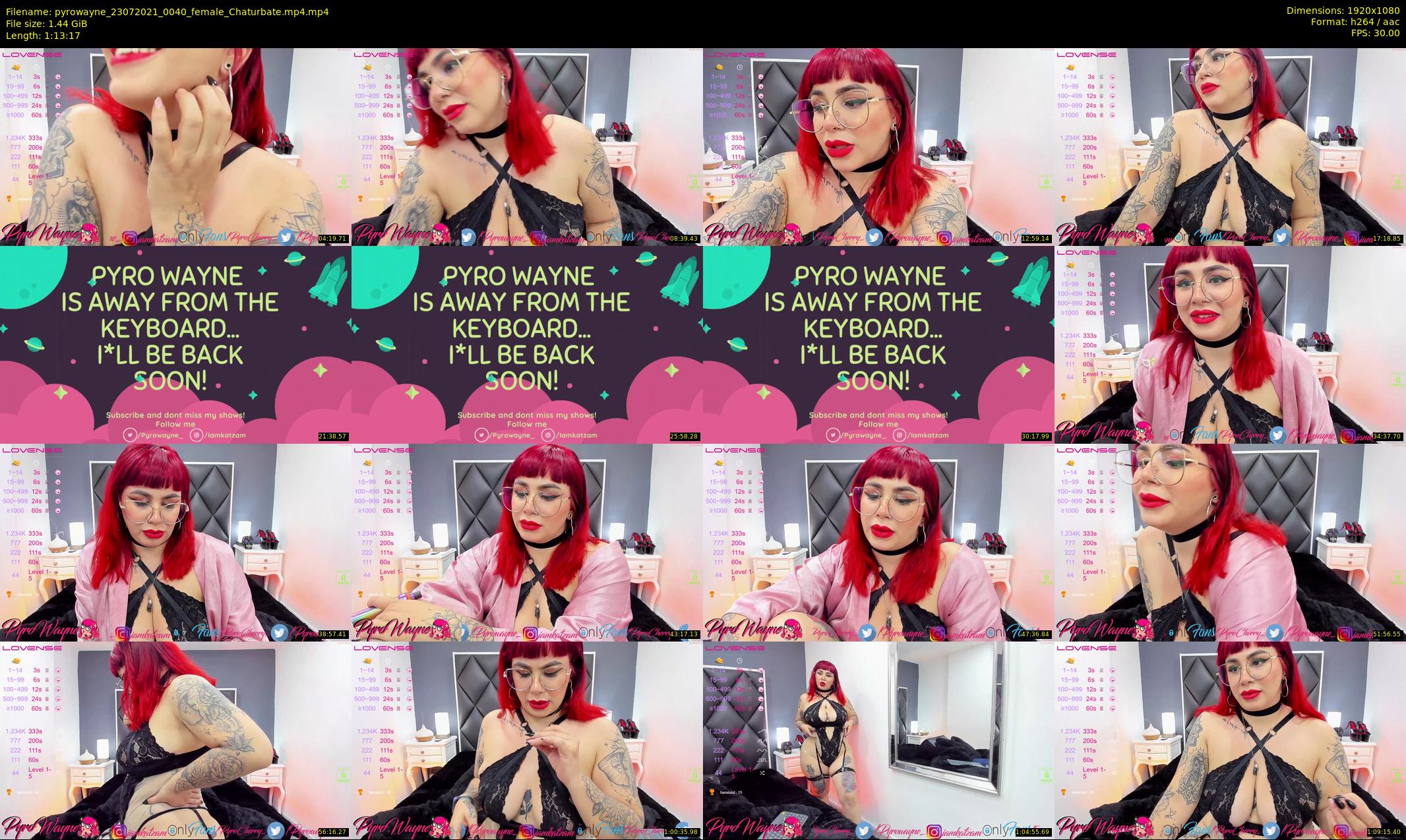 pyrowayne — 74 minute Chaturbate female cam show recording, 1080p, Jul 23, 2021