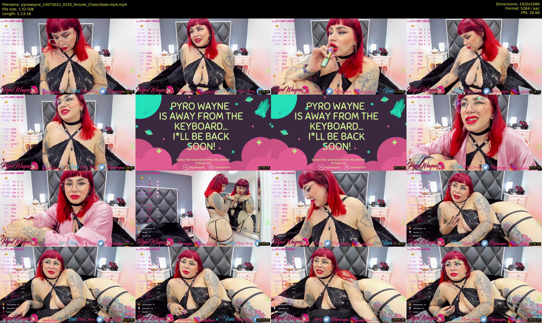 pyrowayne — 74 minute Chaturbate female cam show recording, 1080p, Jul 23, 2021