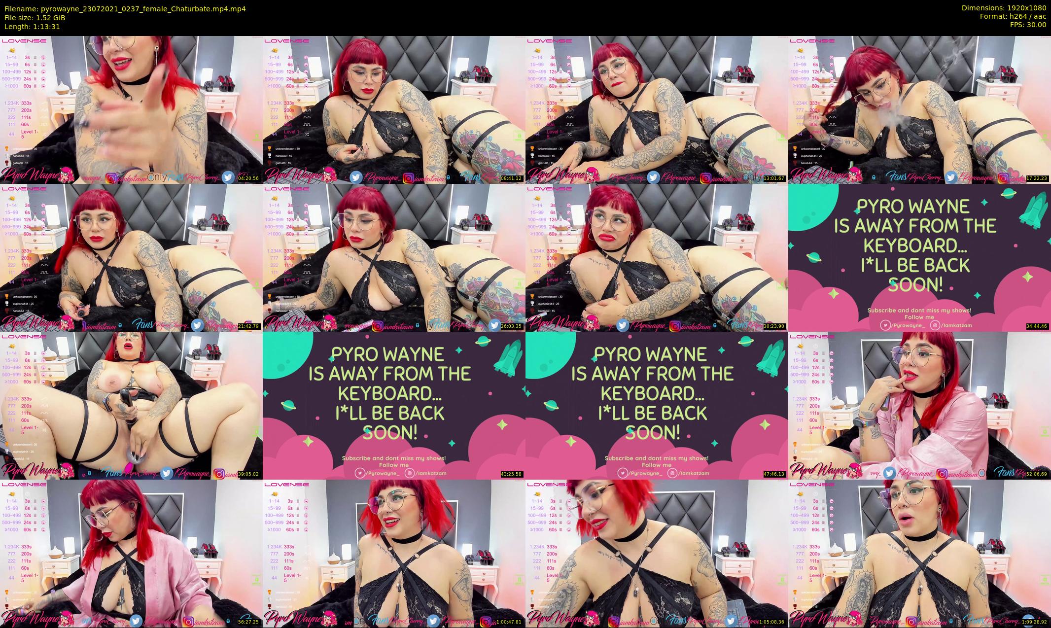pyrowayne — 74 minute Chaturbate female cam show recording, 1080p, Jul 23, 2021