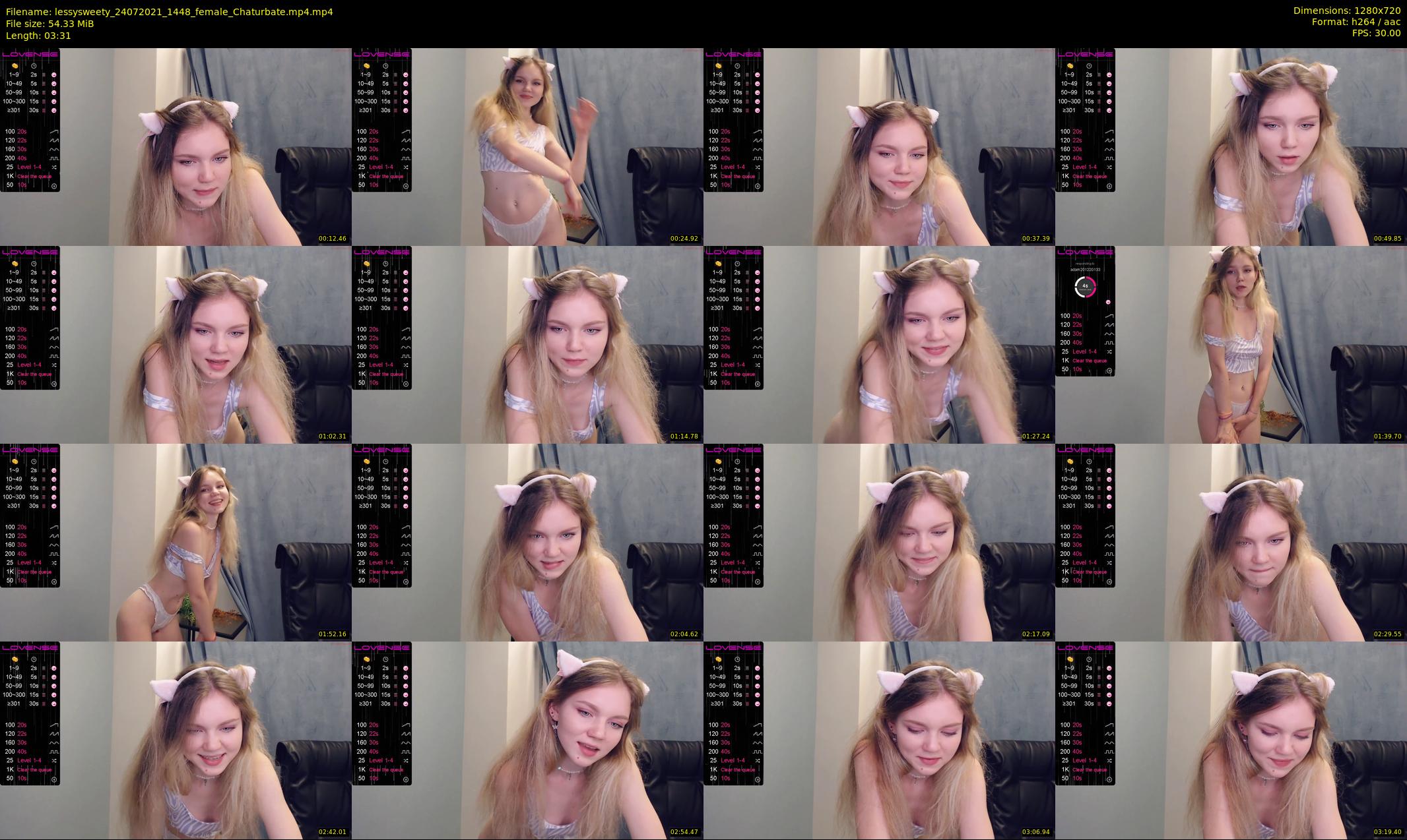 lessysweety — 4 minute Chaturbate female cam show recording, 720p, Jul 24, 2021