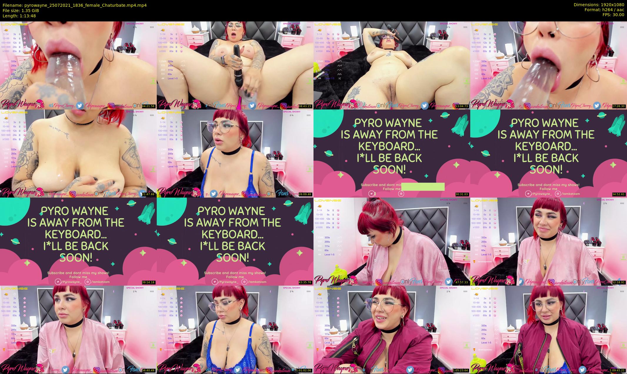 pyrowayne — 74 minute Chaturbate female cam show recording, 1080p, Jul 25, 2021