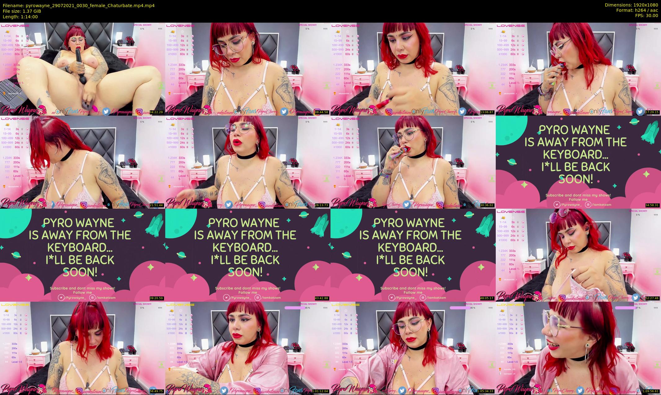 pyrowayne — 74 minute Chaturbate female cam show recording, 1080p, Jul 29, 2021