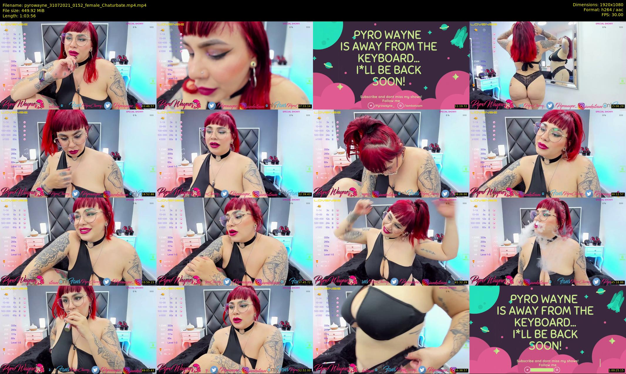 pyrowayne — 64 minute Chaturbate female cam show recording, 1080p, Jul 31, 2021