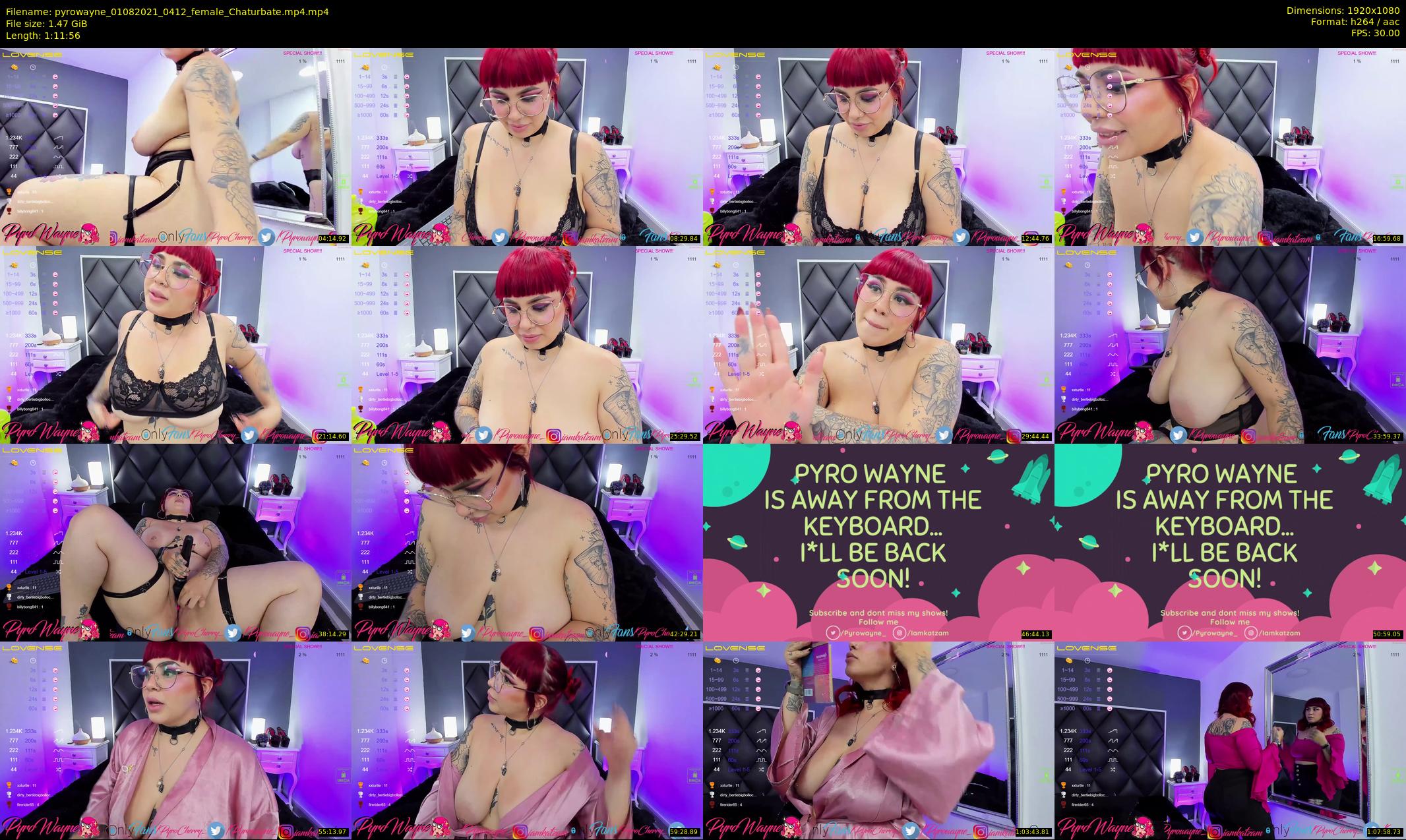 pyrowayne — 72 minute Chaturbate female cam show recording, 1080p, Aug 1, 2021