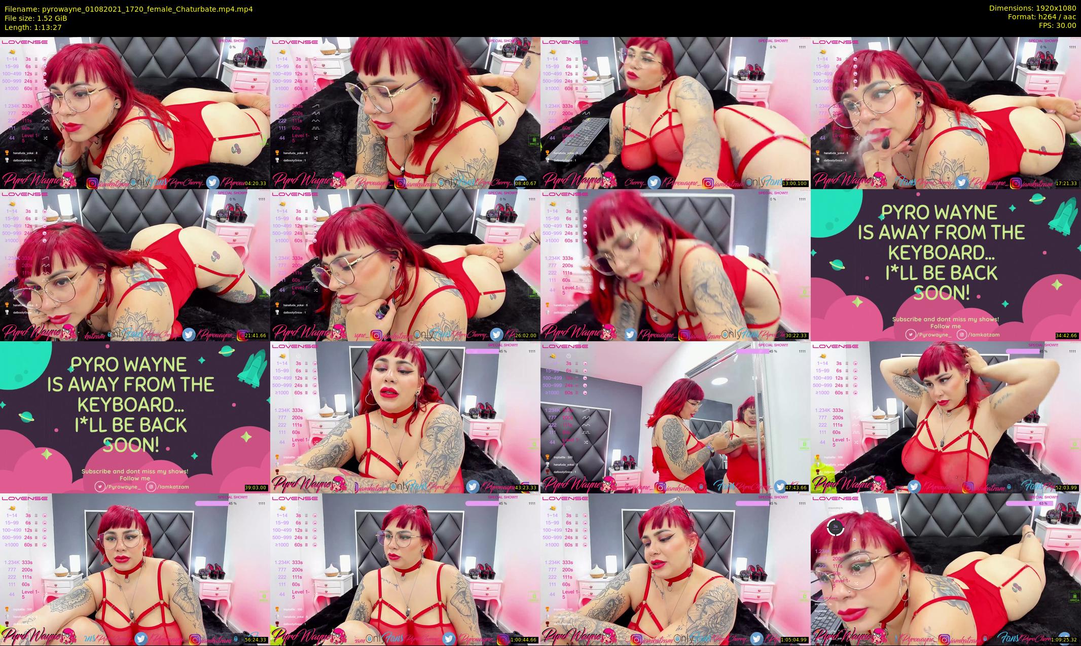 pyrowayne — 74 minute Chaturbate female cam show recording, 1080p, Aug 1, 2021