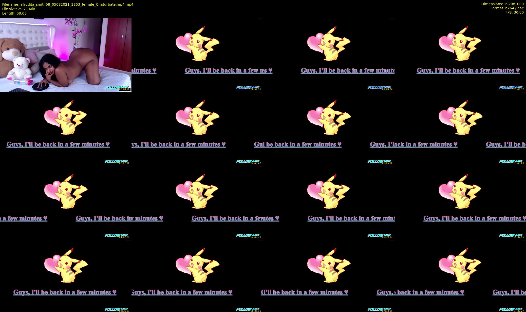 afrodita_smith08 — 9 minute Chaturbate female cam show recording, 1080p, Aug 5, 2021