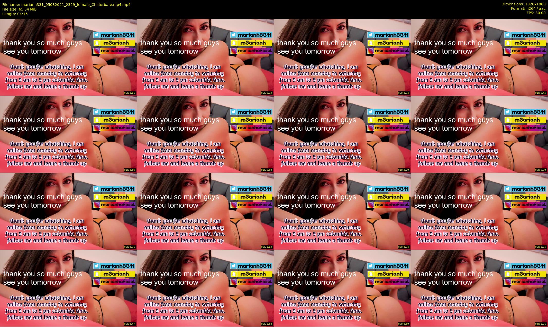 marianh331 — 5 minute Chaturbate female cam show recording, 1080p, Aug 5, 2021