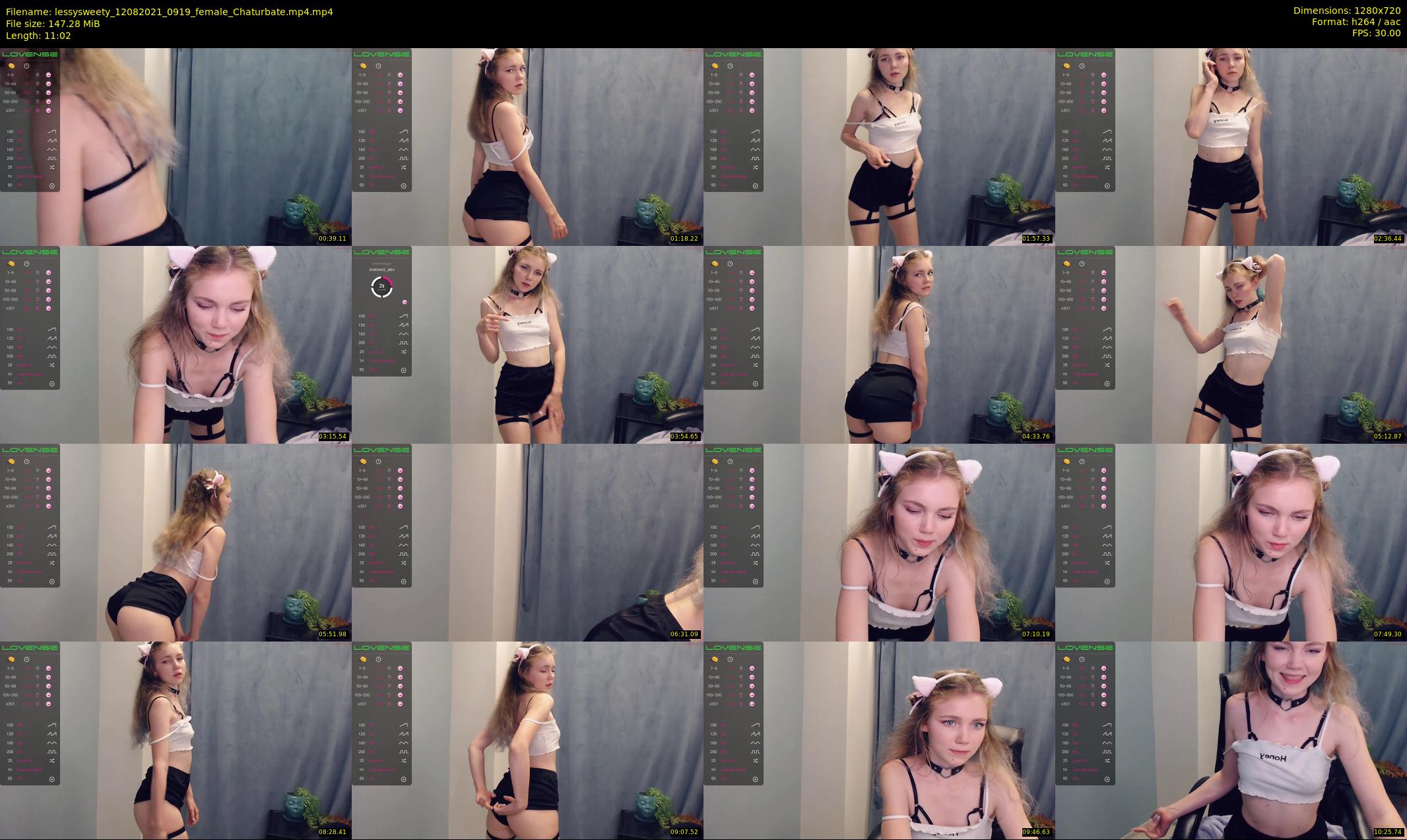 lessysweety — 12 minute Chaturbate female cam show recording, 720p, Aug 12, 2021