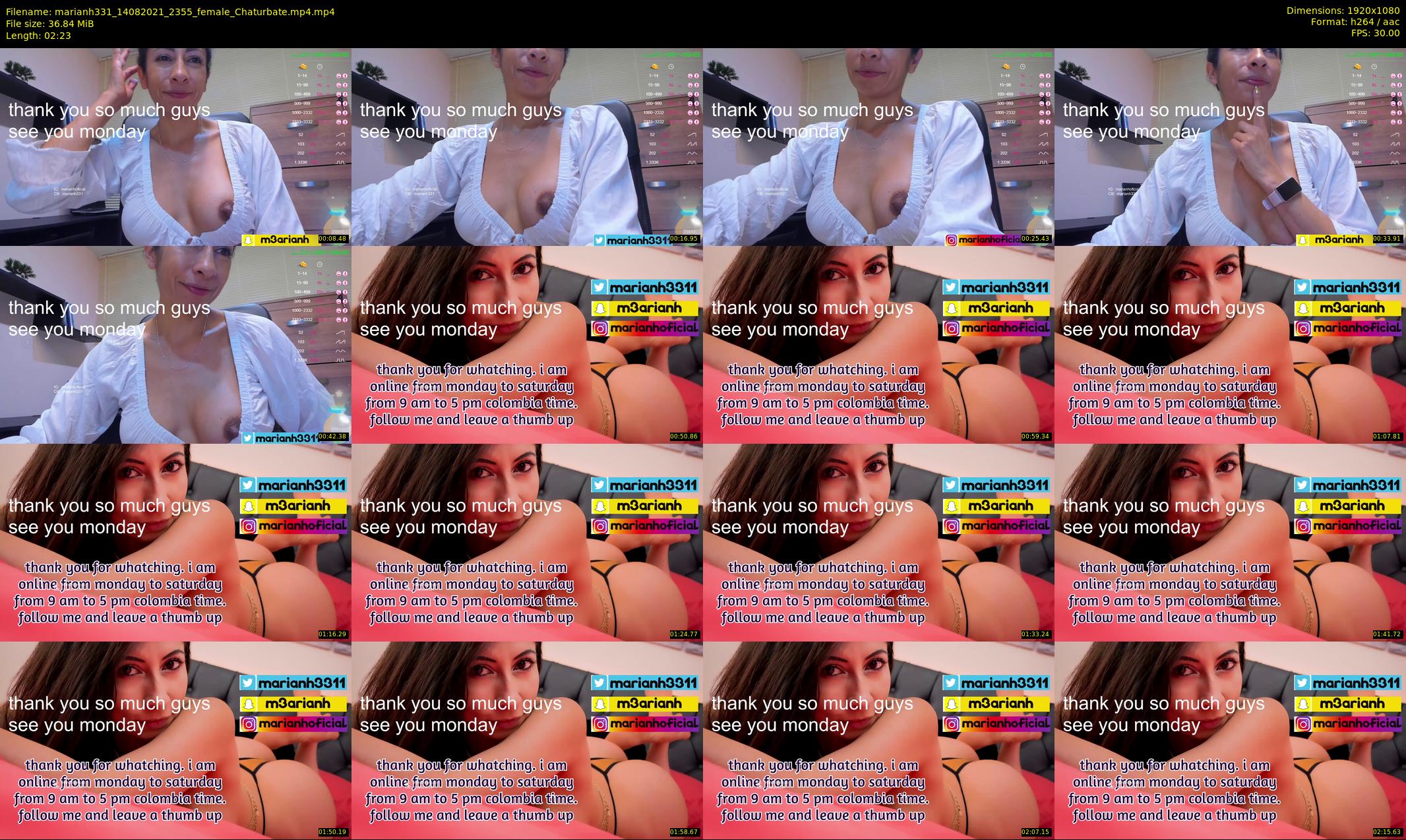marianh331 — 3 minute Chaturbate female cam show recording, 1080p, Aug 14, 2021