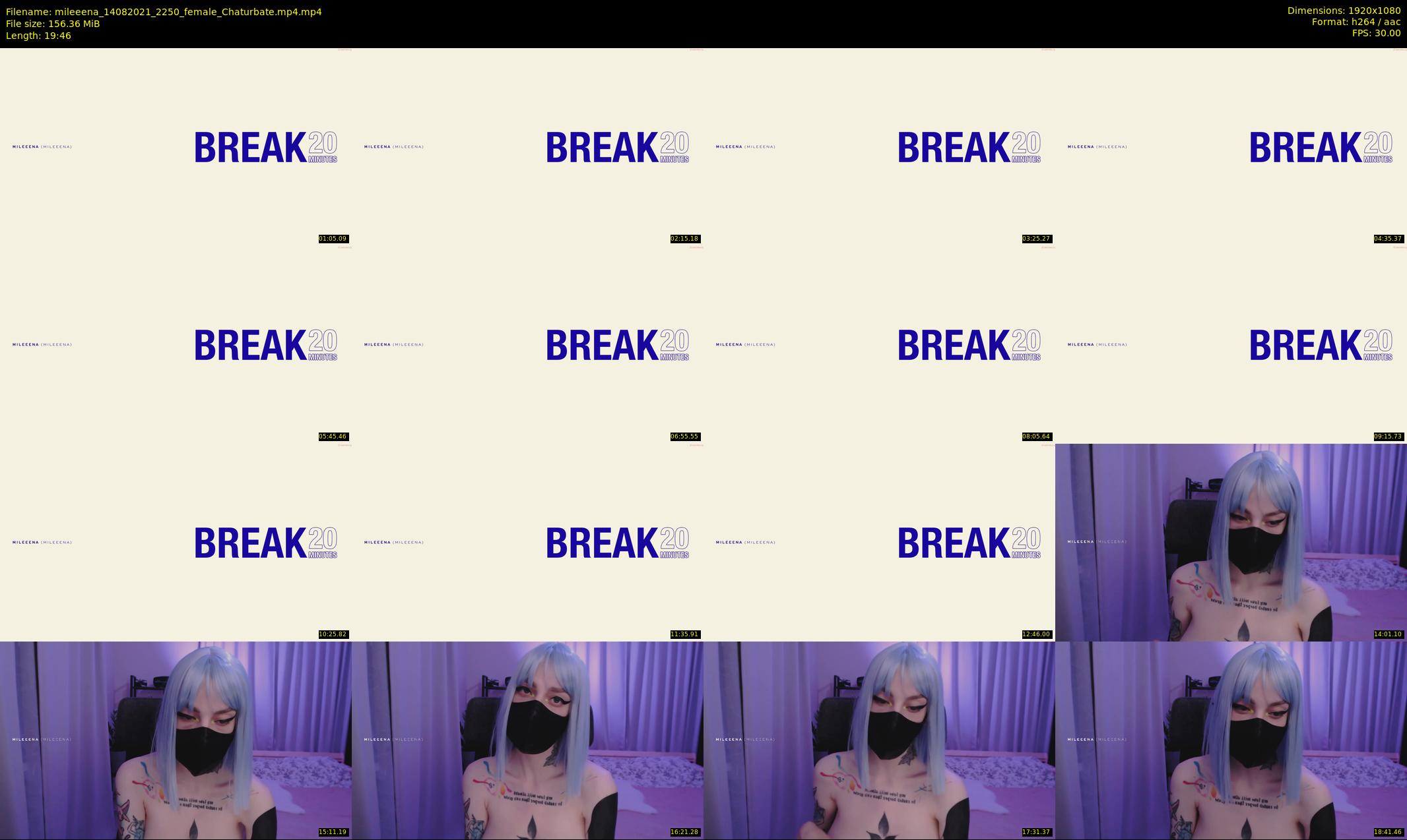 mileeena — 20 minute Chaturbate female cam show recording, 1080p, Aug 14, 2021