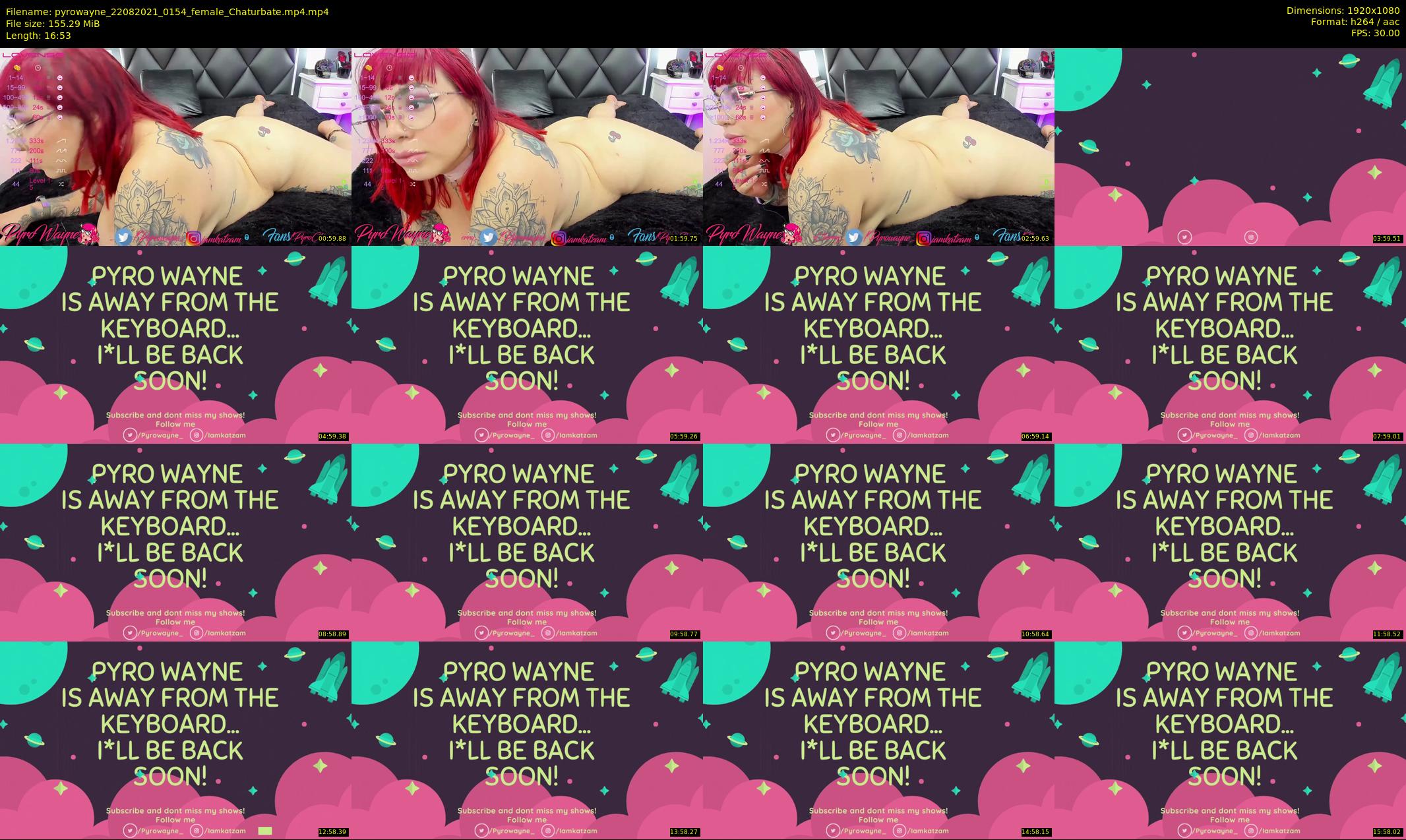 pyrowayne — 17 minute Chaturbate female cam show recording, 1080p, Aug 22, 2021