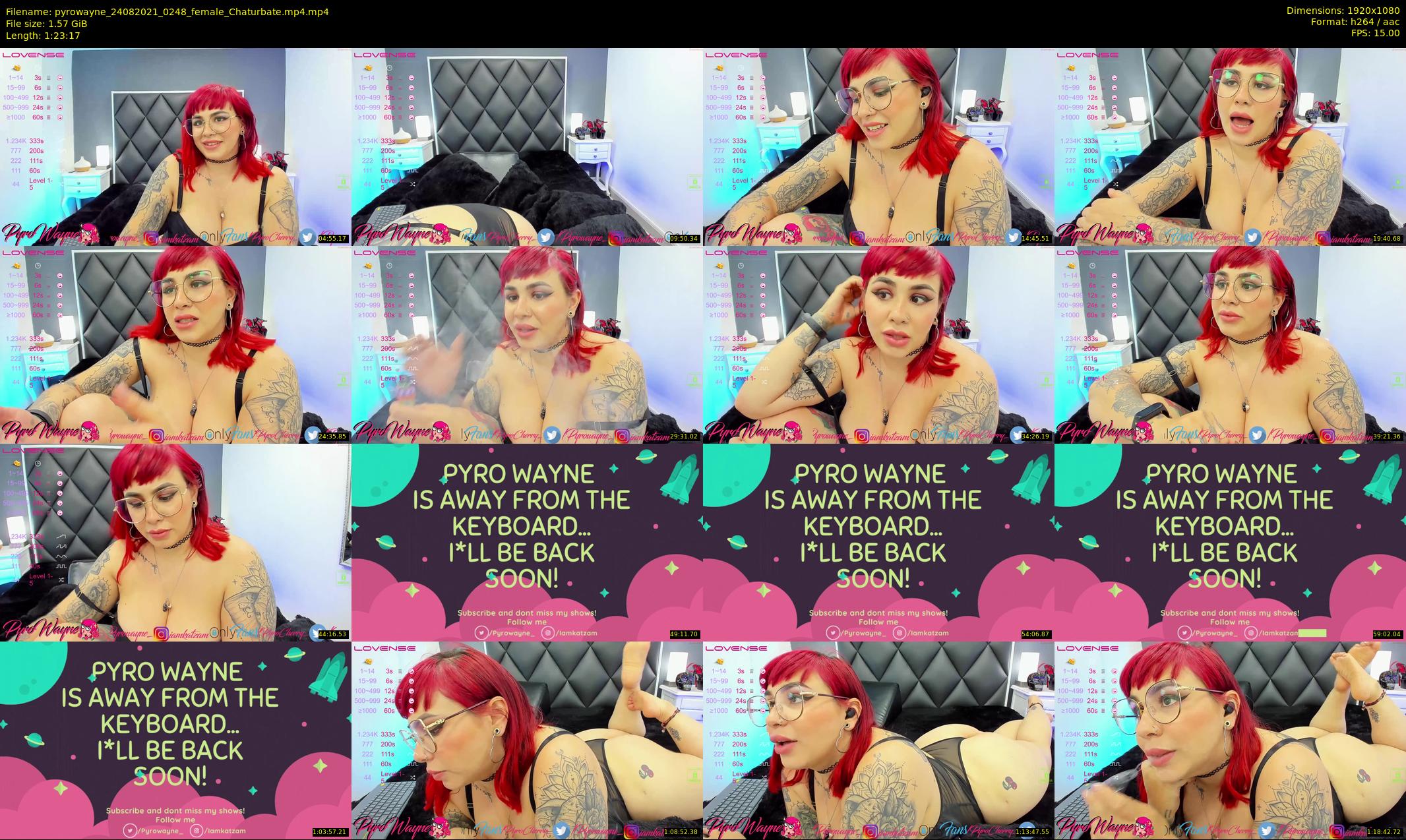 pyrowayne — 84 minute Chaturbate female cam show recording, 1080p, Aug 24, 2021