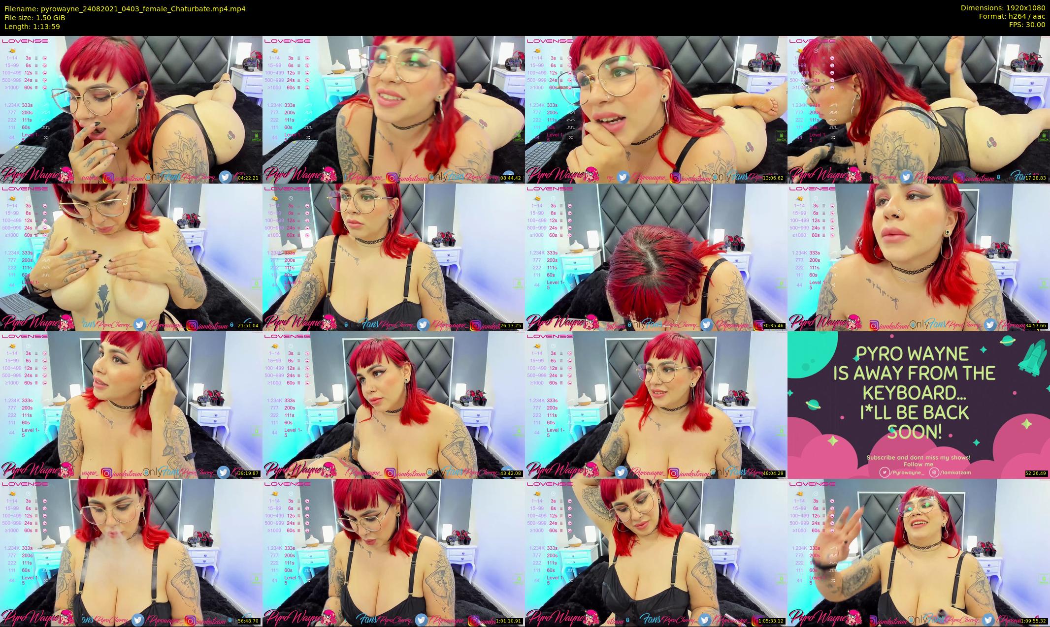 pyrowayne — 74 minute Chaturbate female cam show recording, 1080p, Aug 24, 2021