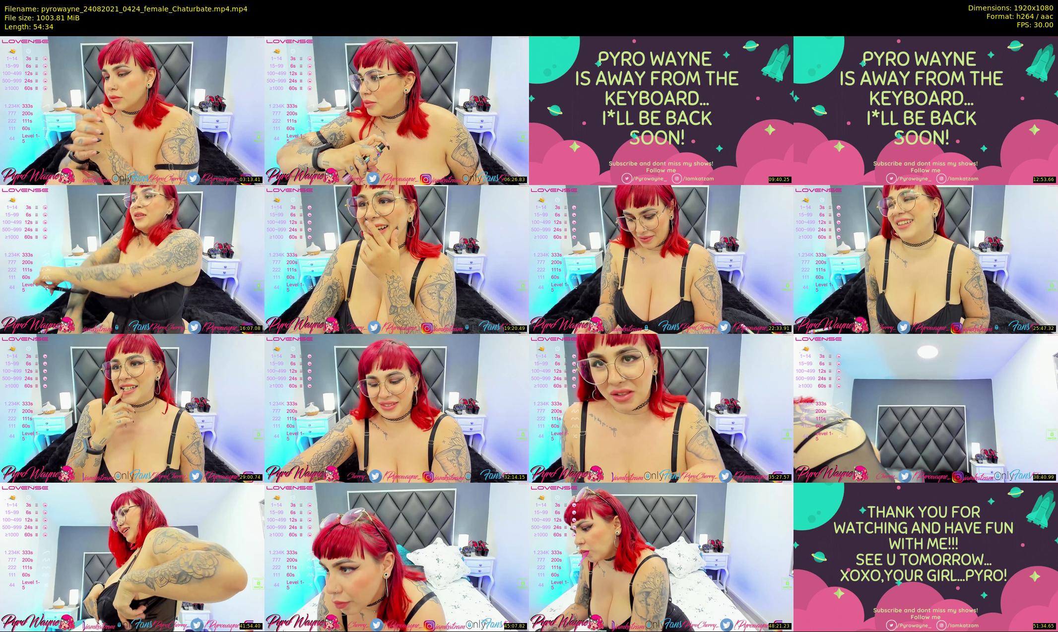 pyrowayne — 55 minute Chaturbate female cam show recording, 1080p, Aug 24, 2021