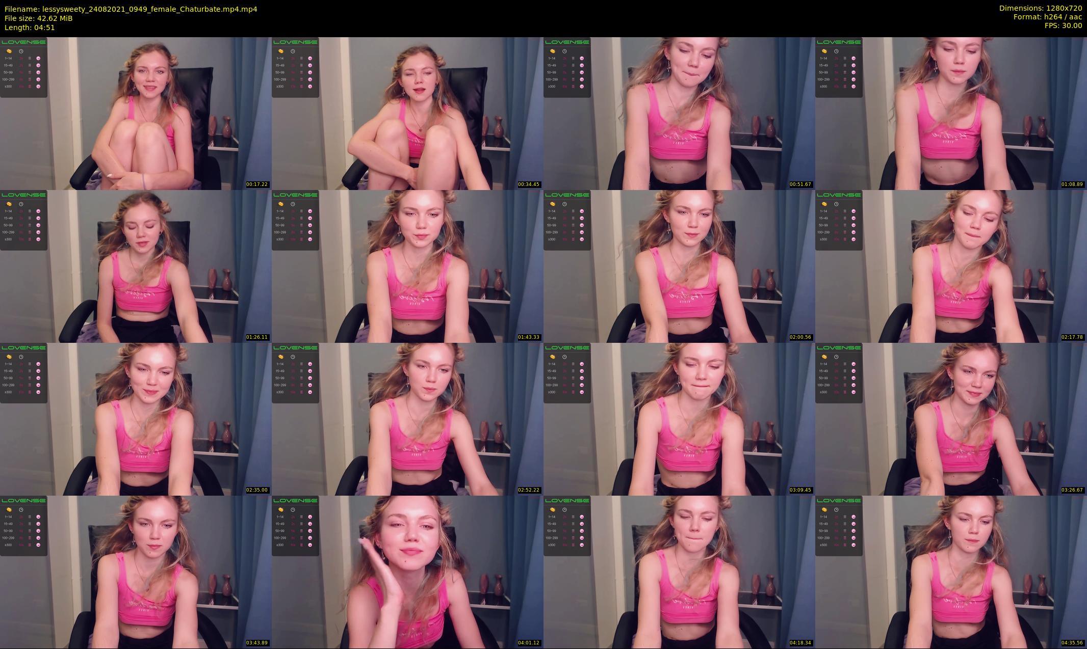 lessysweety — 5 minute Chaturbate female cam show recording, 720p, Aug 24, 2021