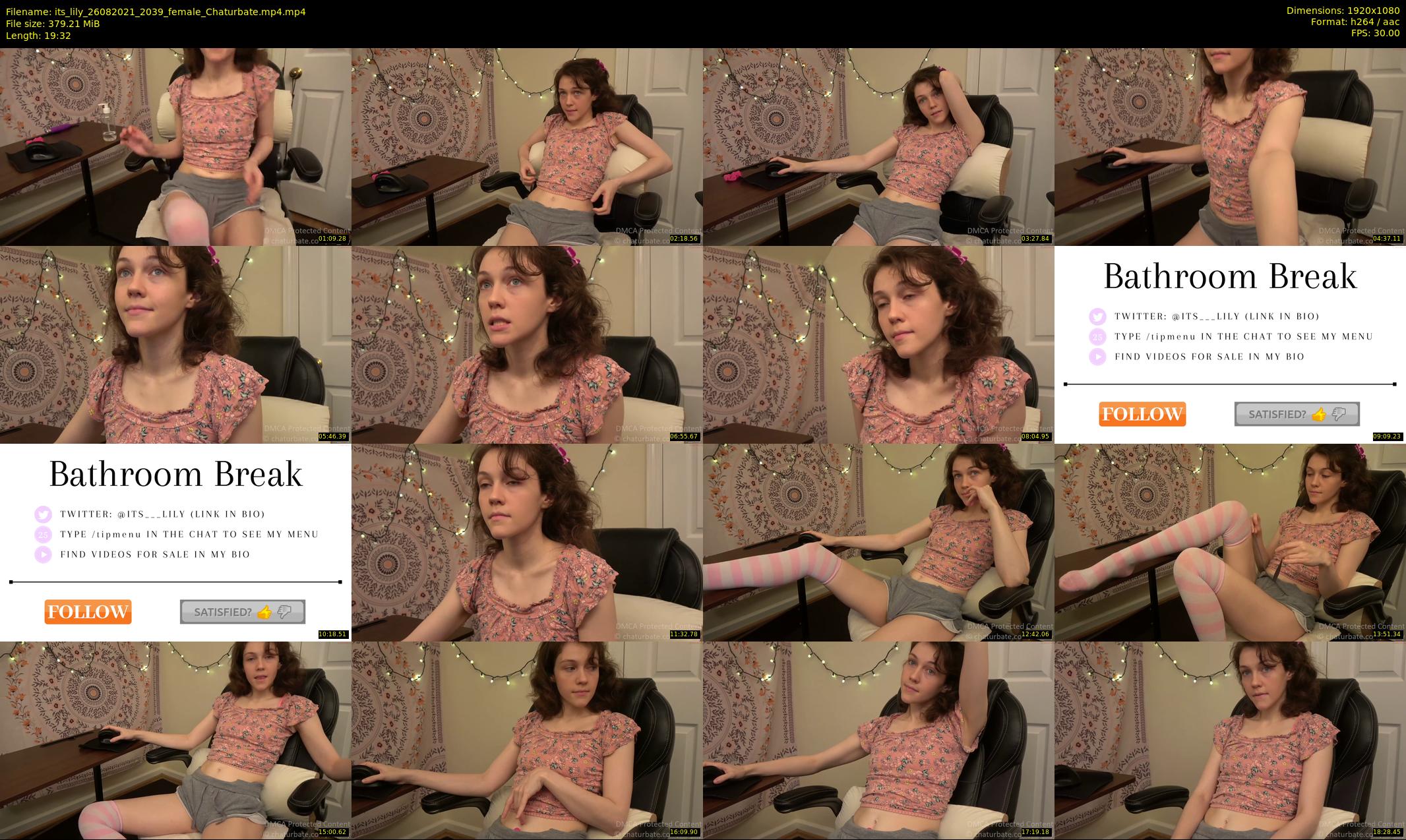 its_lily — 20 minute Chaturbate female cam show recording, 1080p, Aug 26, 2021