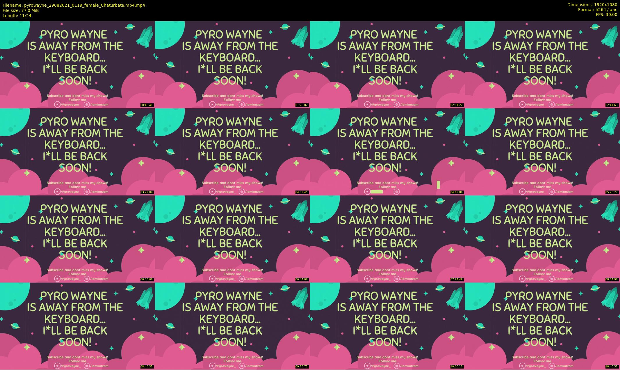 pyrowayne — 12 minute Chaturbate female cam show recording, 1080p, Aug 29, 2021