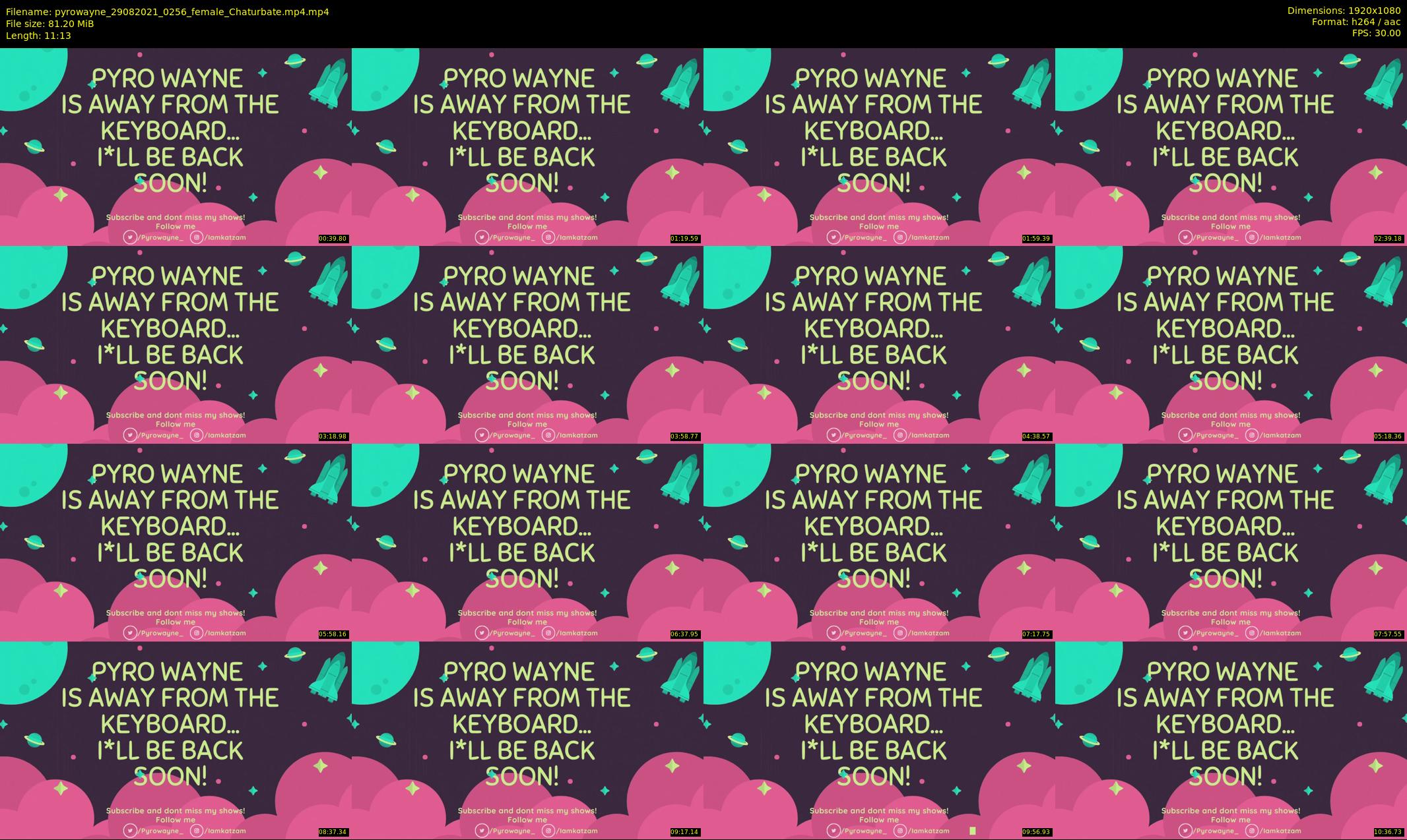 pyrowayne — 12 minute Chaturbate female cam show recording, 1080p, Aug 29, 2021
