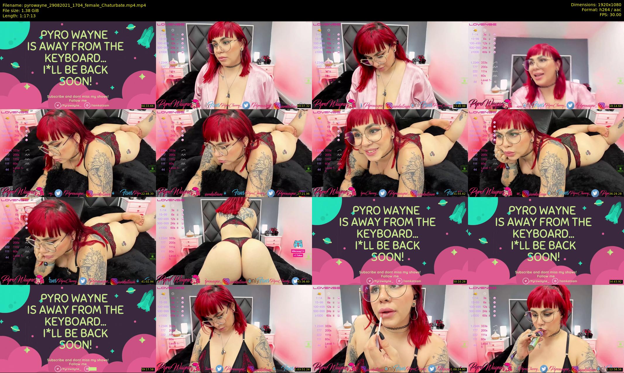 pyrowayne — 78 minute Chaturbate female cam show recording, 1080p, Aug 29, 2021