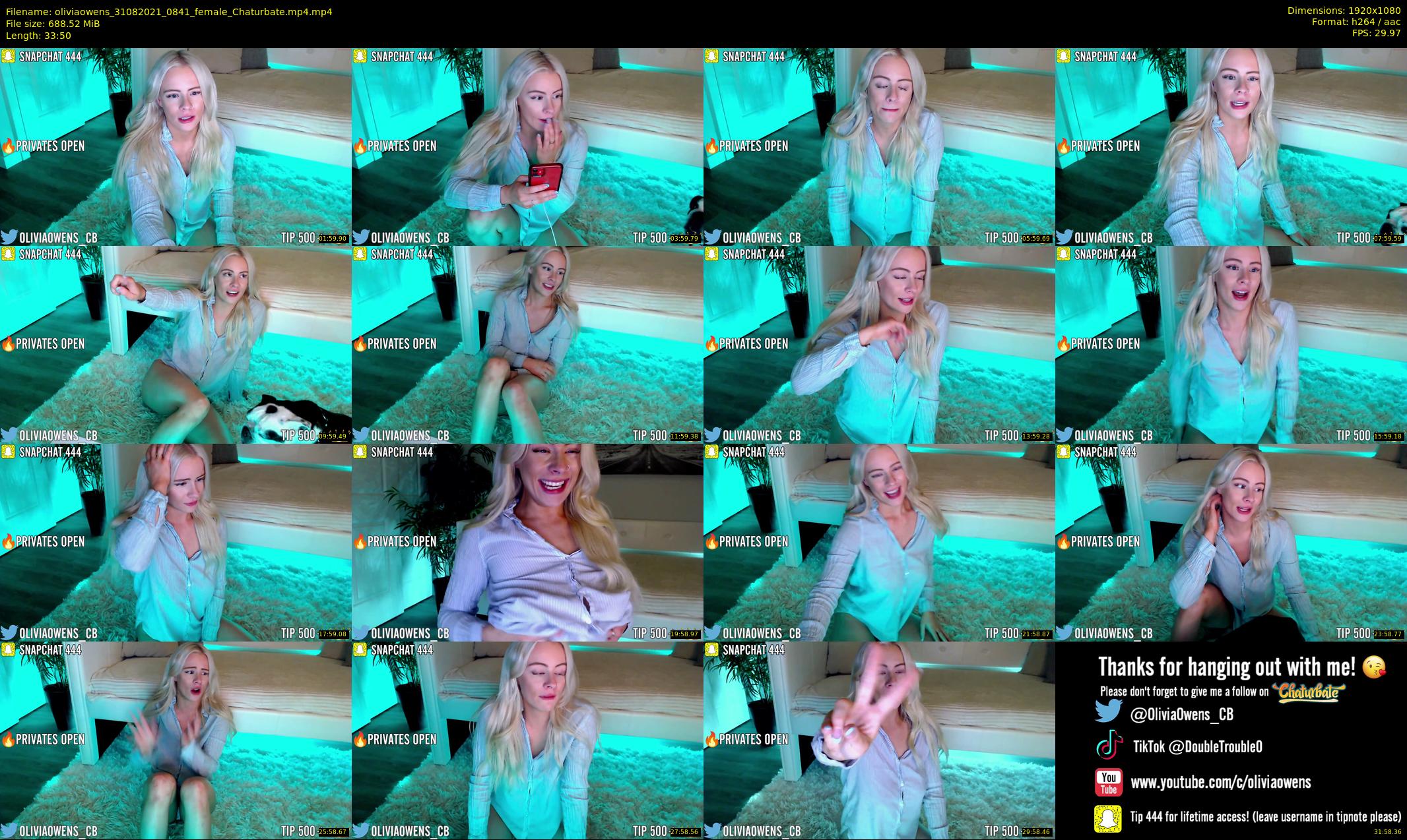 oliviaowens — 34 minute Chaturbate female cam show recording, 1080p, Aug 31, 2021