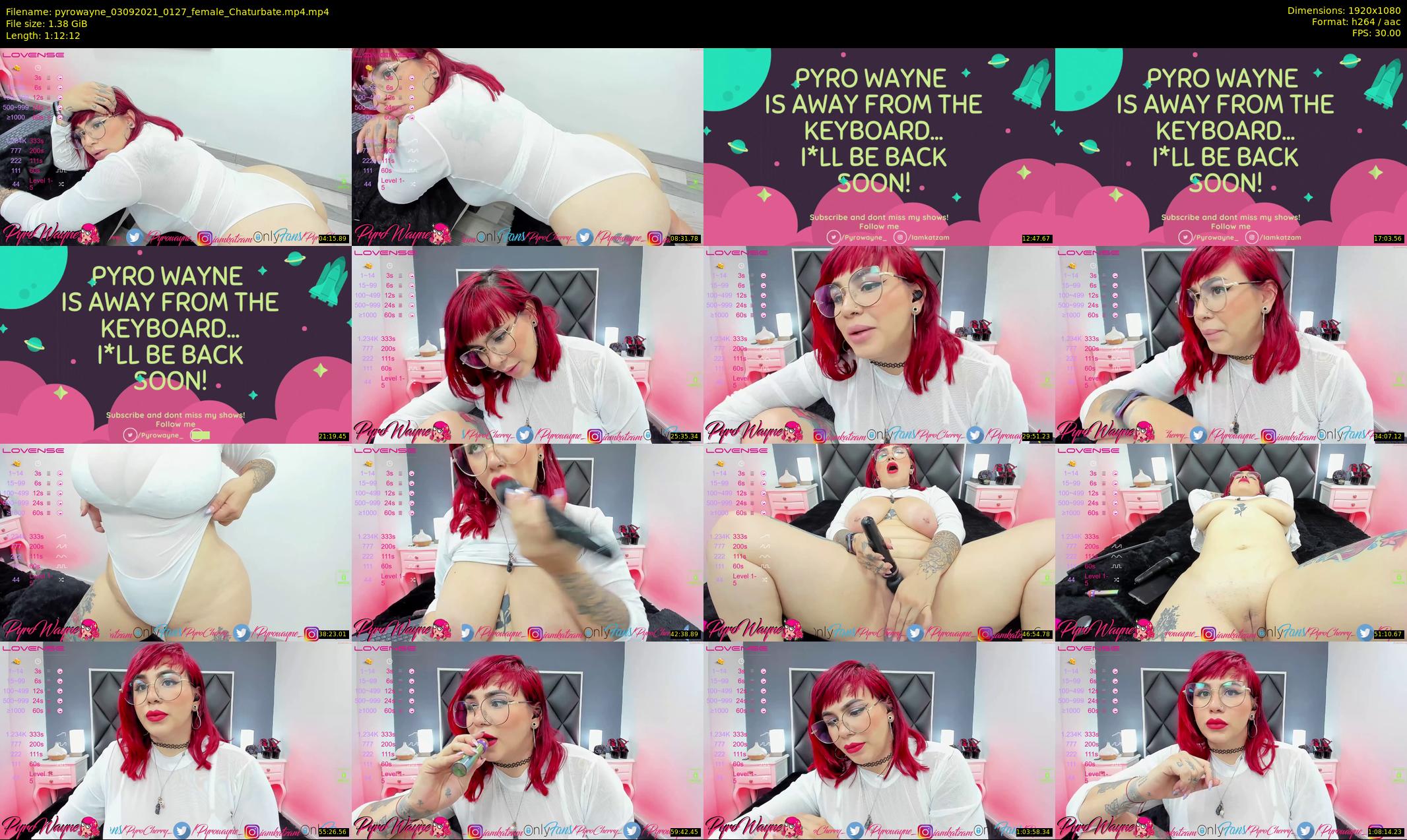pyrowayne — 73 minute Chaturbate female cam show recording, 1080p, Sep 3, 2021