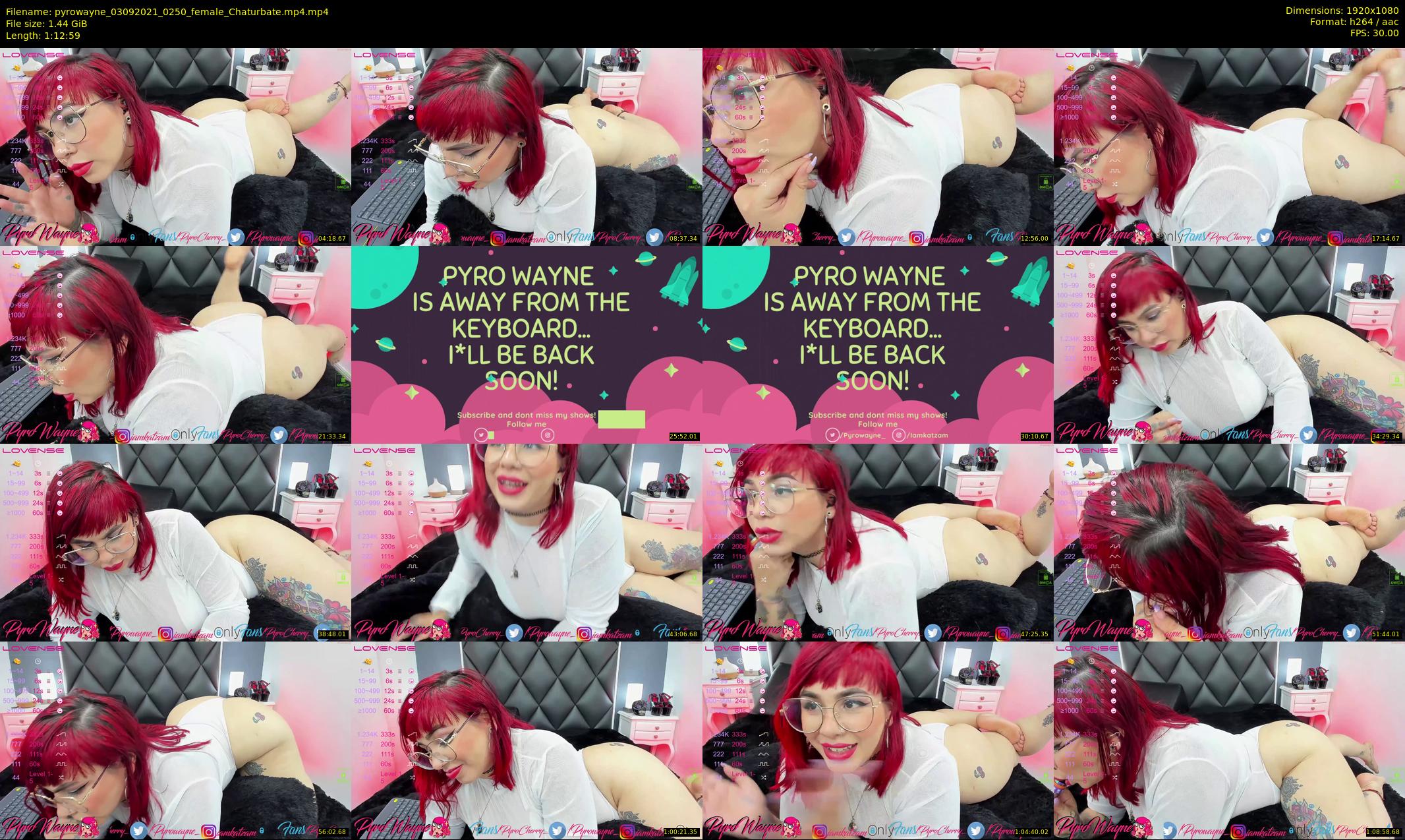 pyrowayne — 73 minute Chaturbate female cam show recording, 1080p, Sep 3, 2021