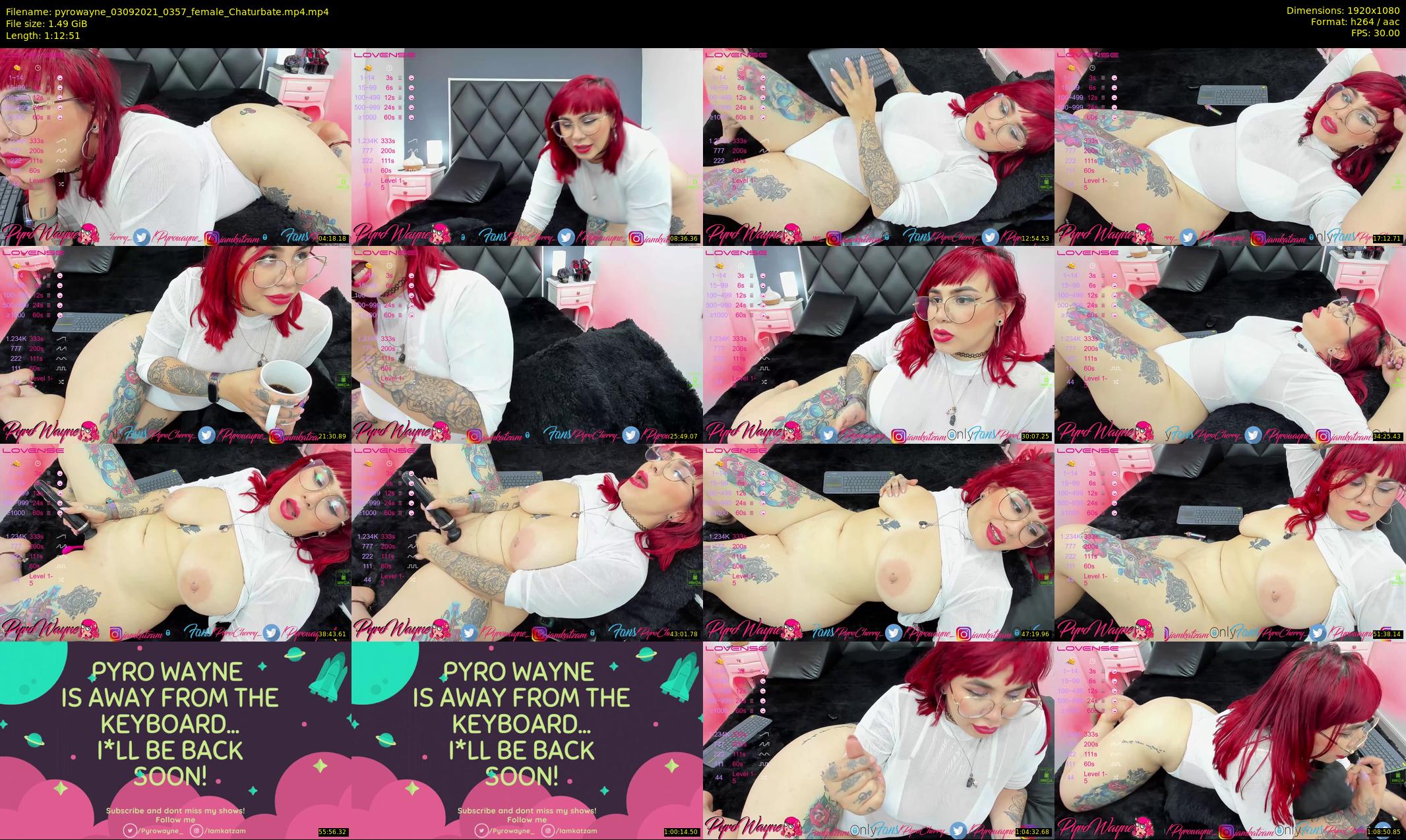 pyrowayne — 73 minute Chaturbate female cam show recording, 1080p, Sep 3, 2021