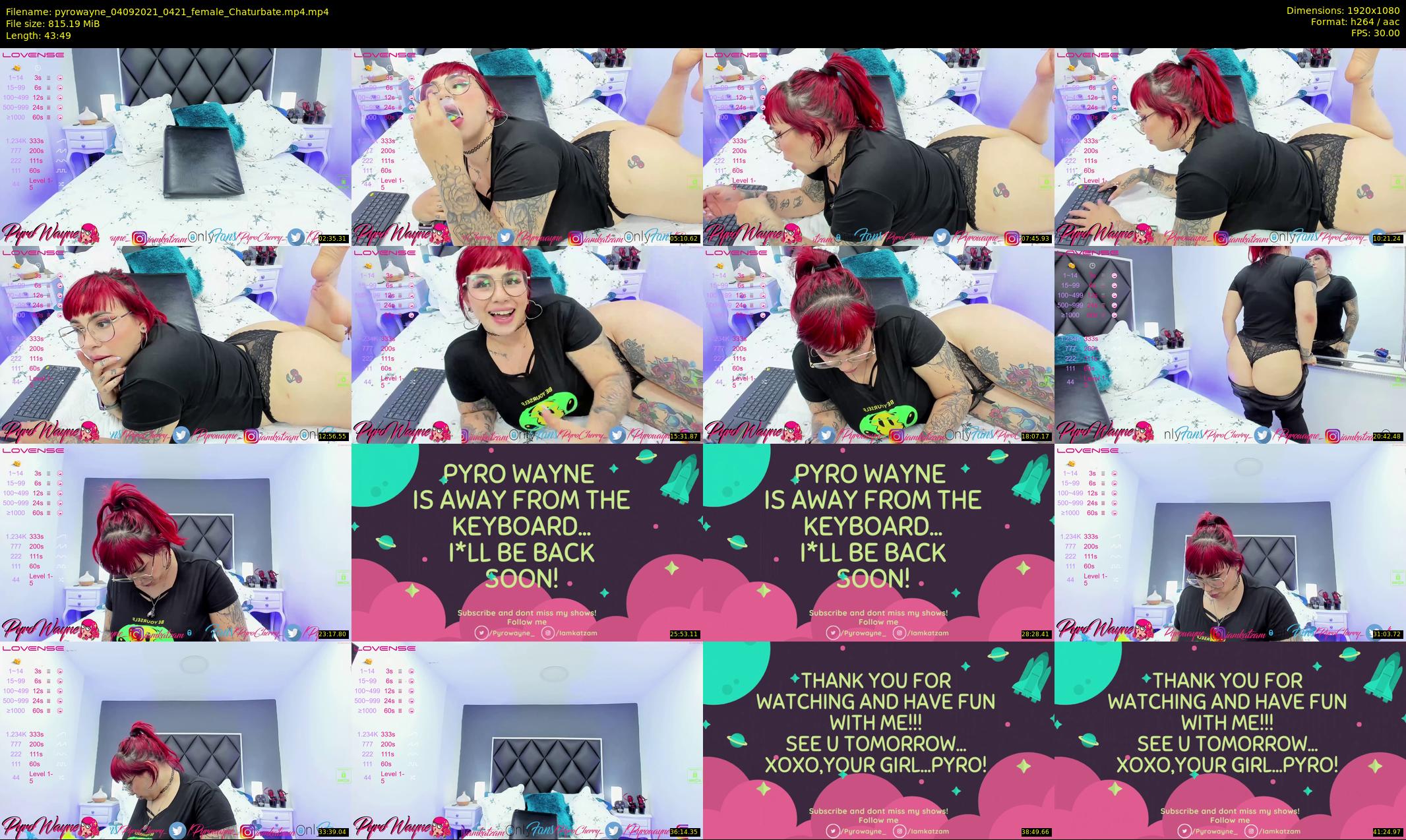 pyrowayne — 44 minute Chaturbate female cam show recording, 1080p, Sep 4, 2021