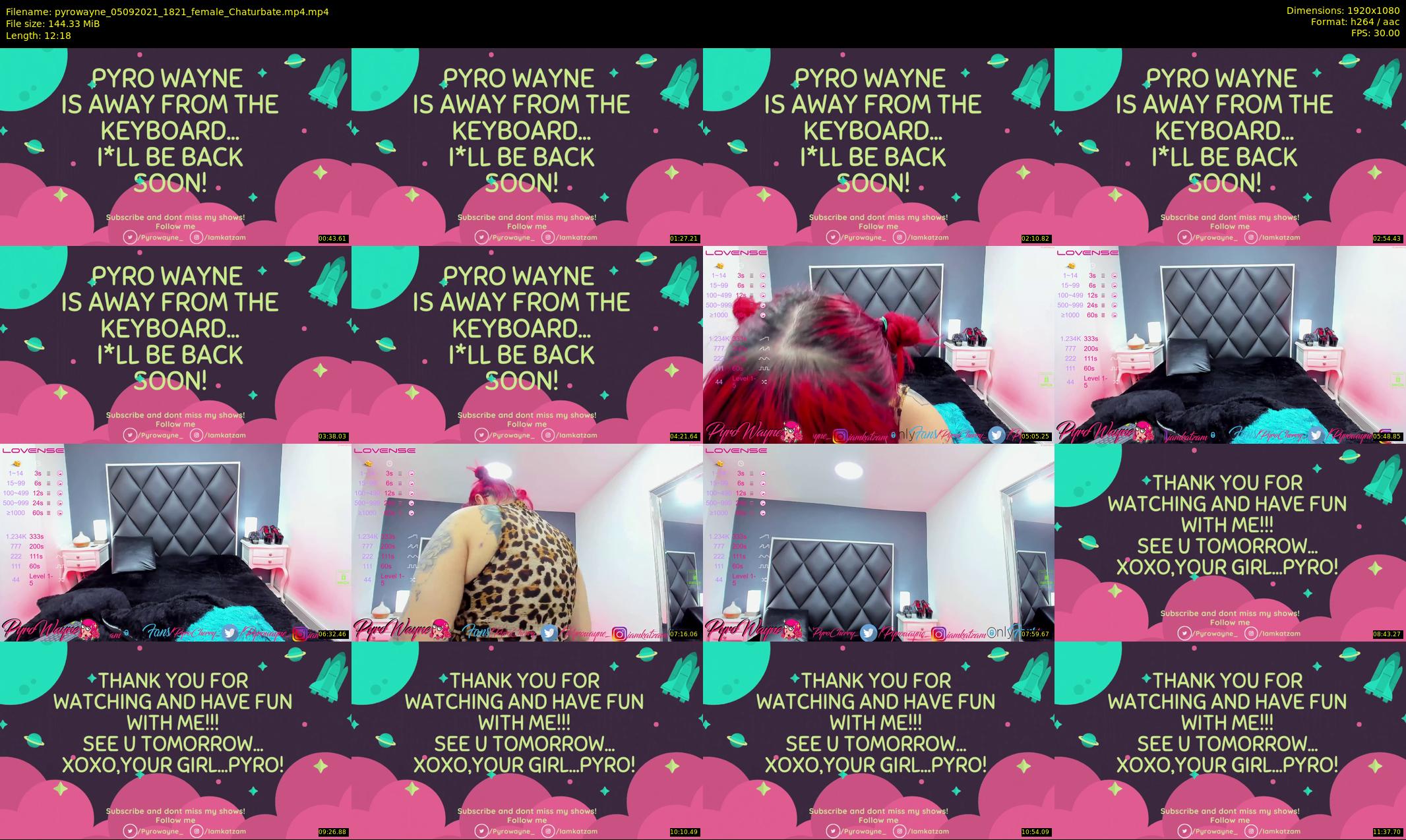 pyrowayne — 13 minute Chaturbate female cam show recording, 1080p, Sep 5, 2021
