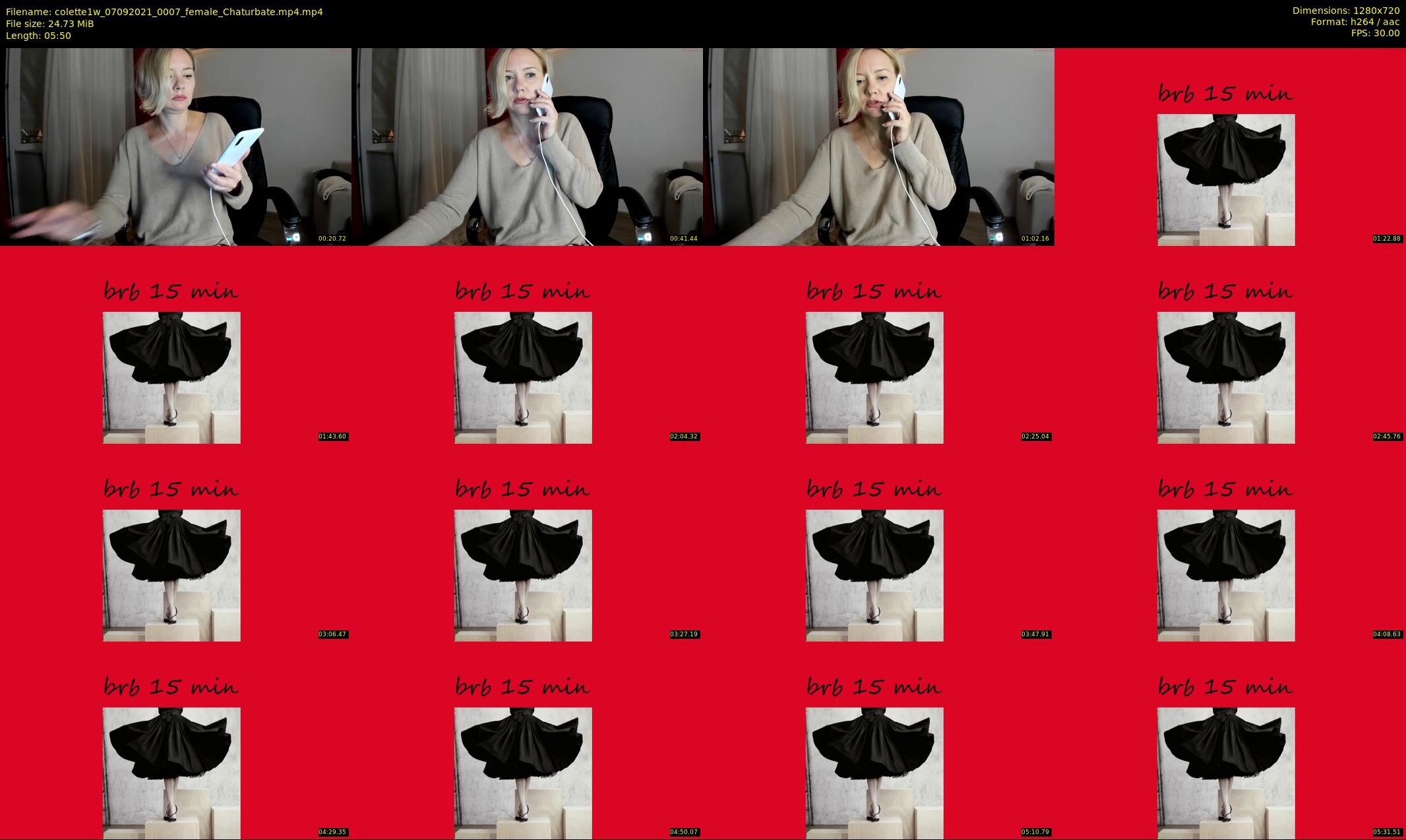 colette1w — 6 minute Chaturbate female cam show recording, 720p, Sep 7, 2021