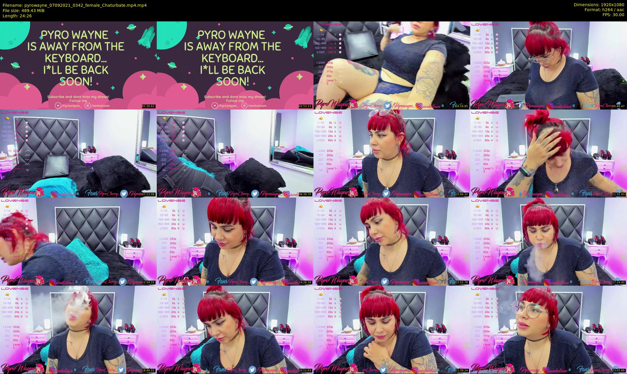 pyrowayne — 25 minute Chaturbate female cam show recording, 1080p, Sep 7, 2021