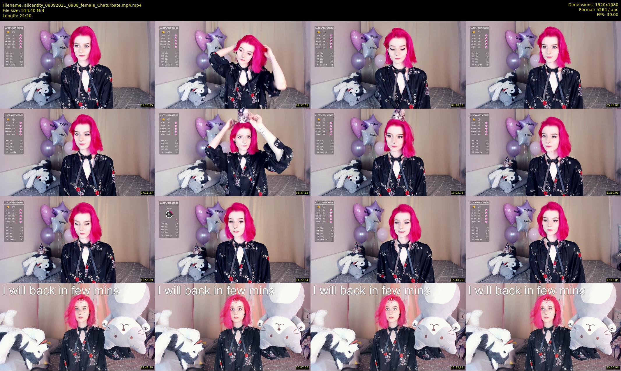 alicentity — 25 minute Chaturbate female cam show recording, 1080p, Sep 8, 2021