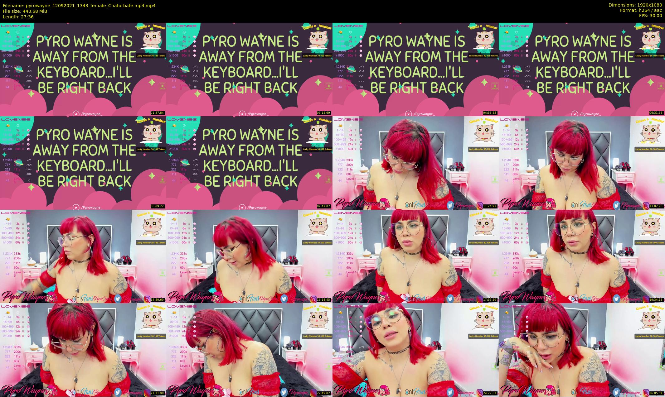 pyrowayne — 28 minute Chaturbate female cam show recording, 1080p, Sep 12, 2021