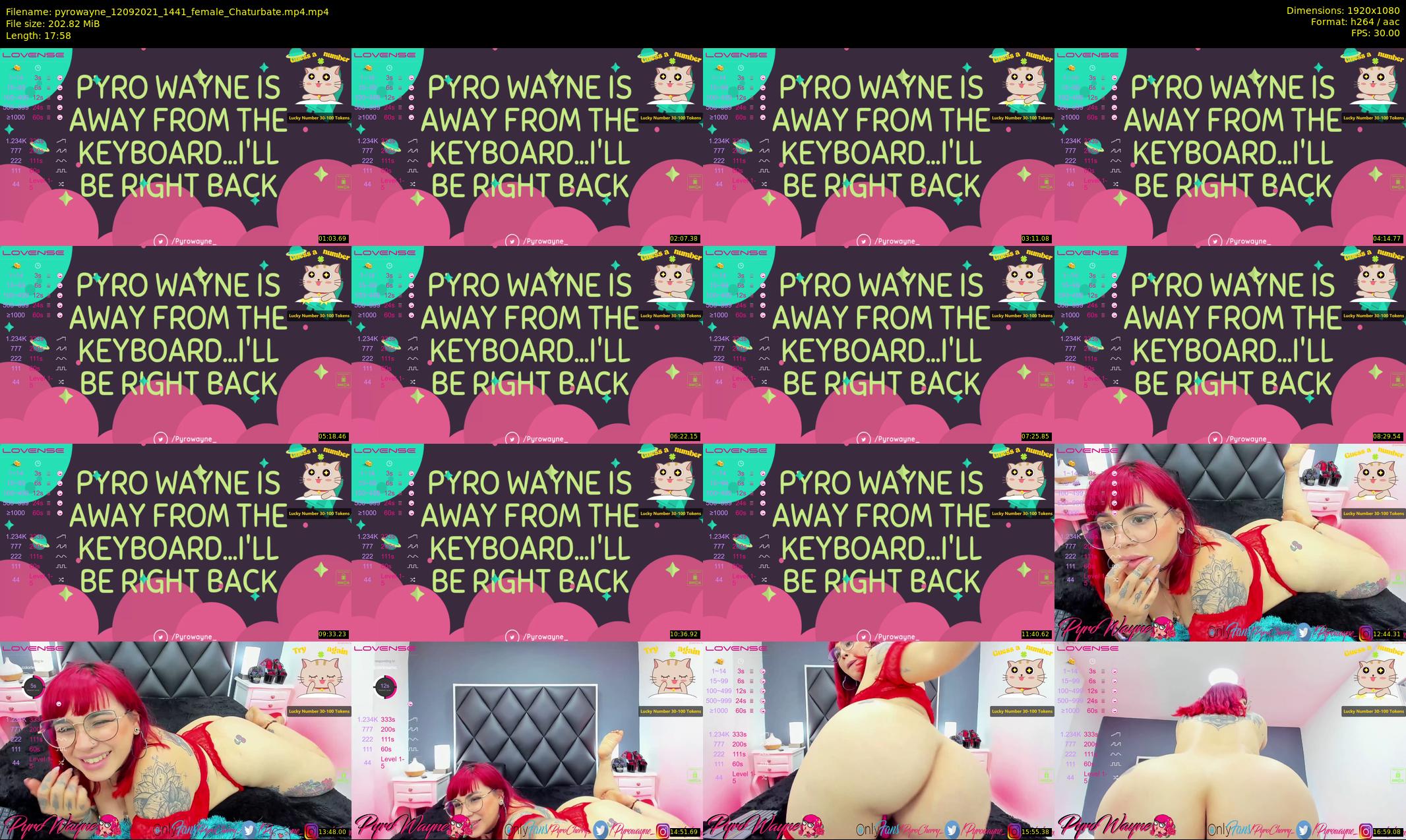 pyrowayne — 18 minute Chaturbate female cam show recording, 1080p, Sep 12, 2021
