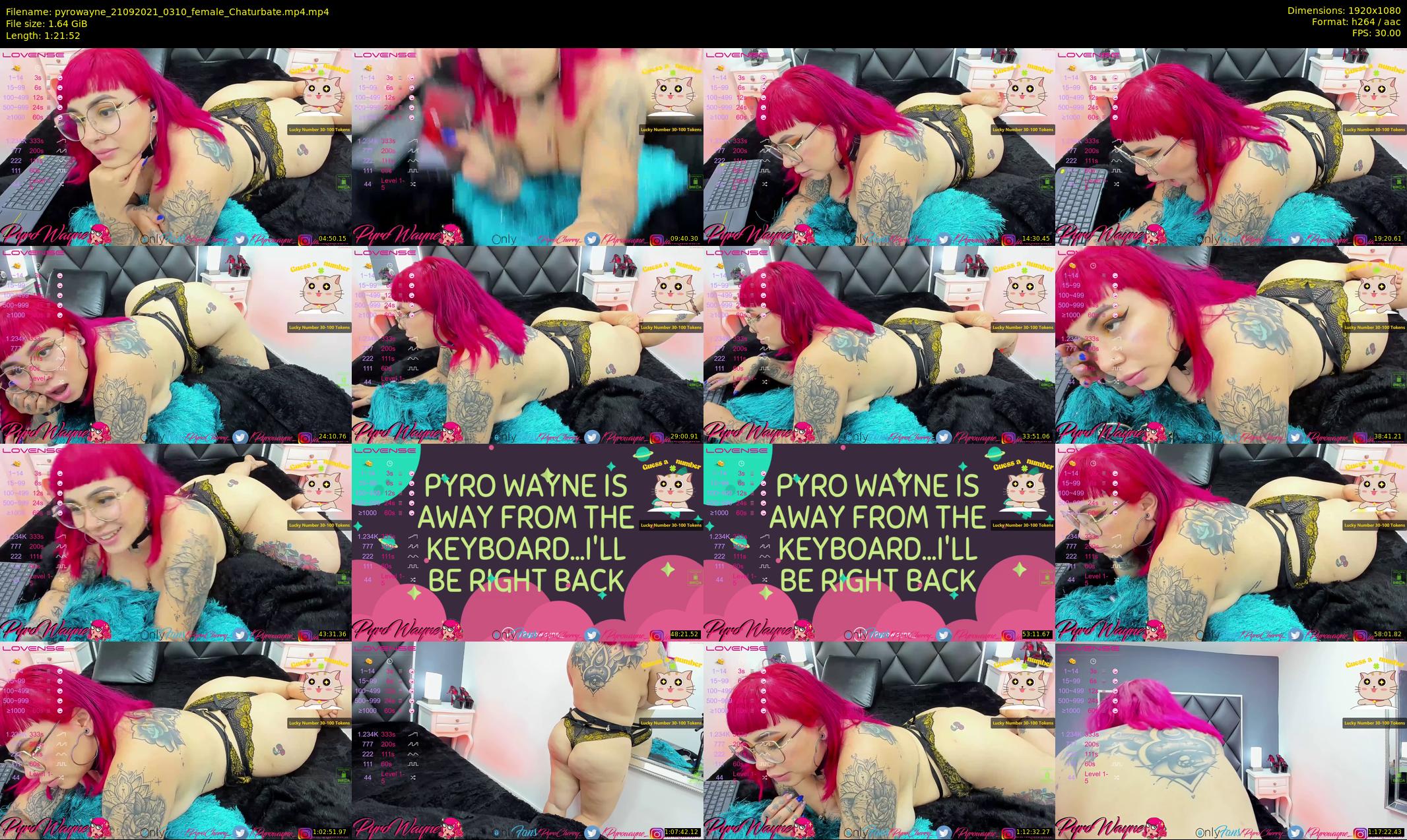 pyrowayne — 82 minute Chaturbate female cam show recording, 1080p, Sep 21, 2021