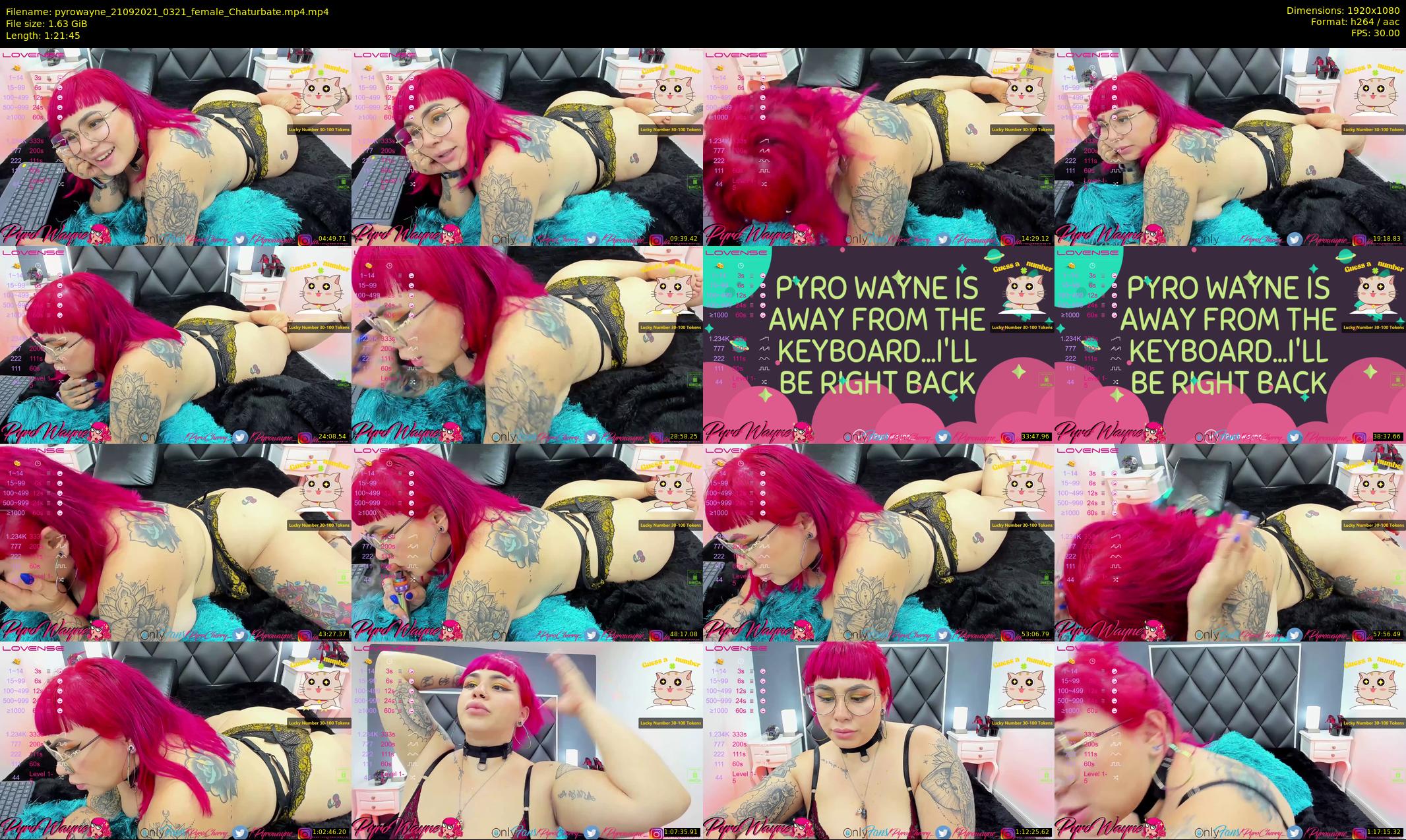 pyrowayne — 82 minute Chaturbate female cam show recording, 1080p, Sep 21, 2021