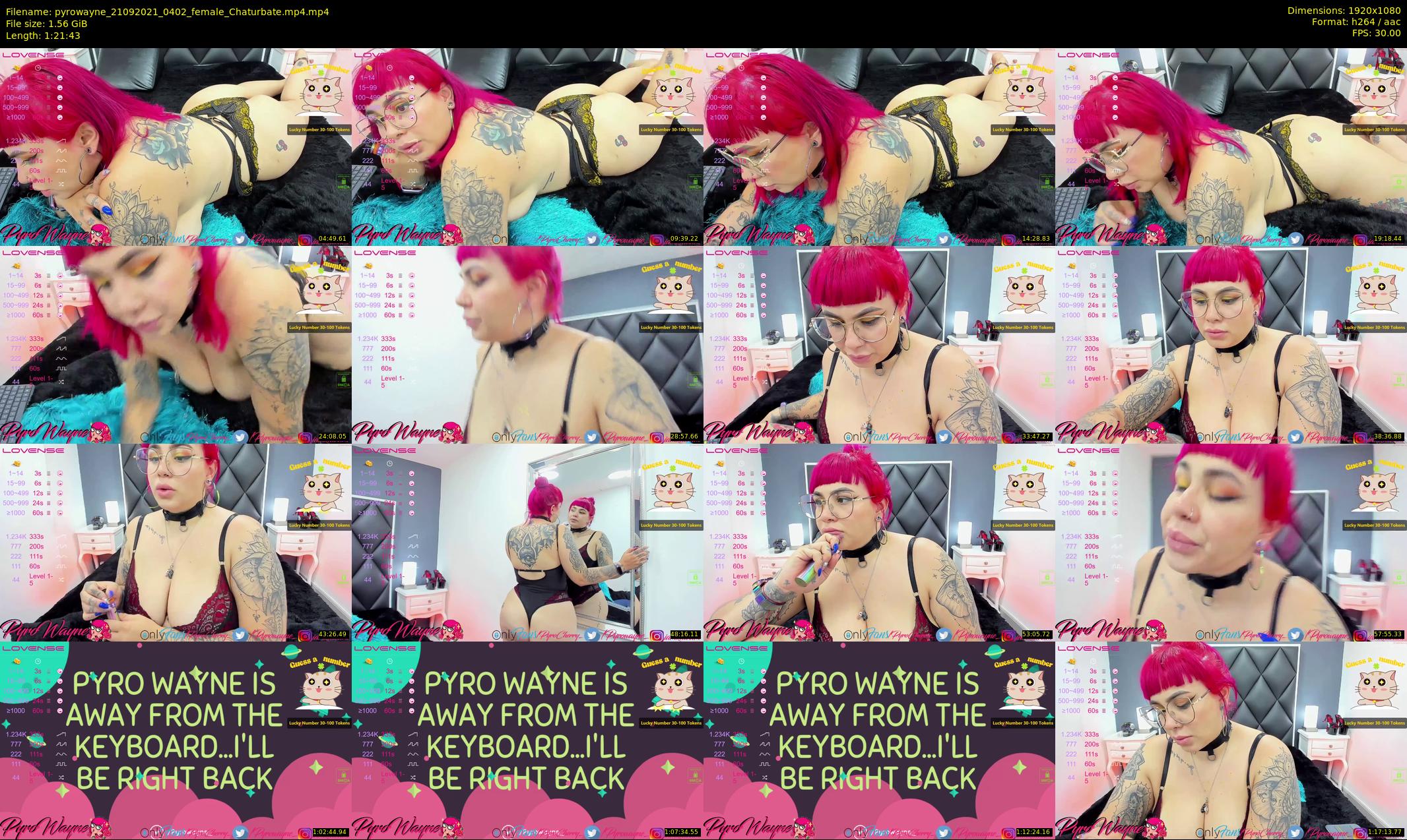pyrowayne — 82 minute Chaturbate female cam show recording, 1080p, Sep 21, 2021