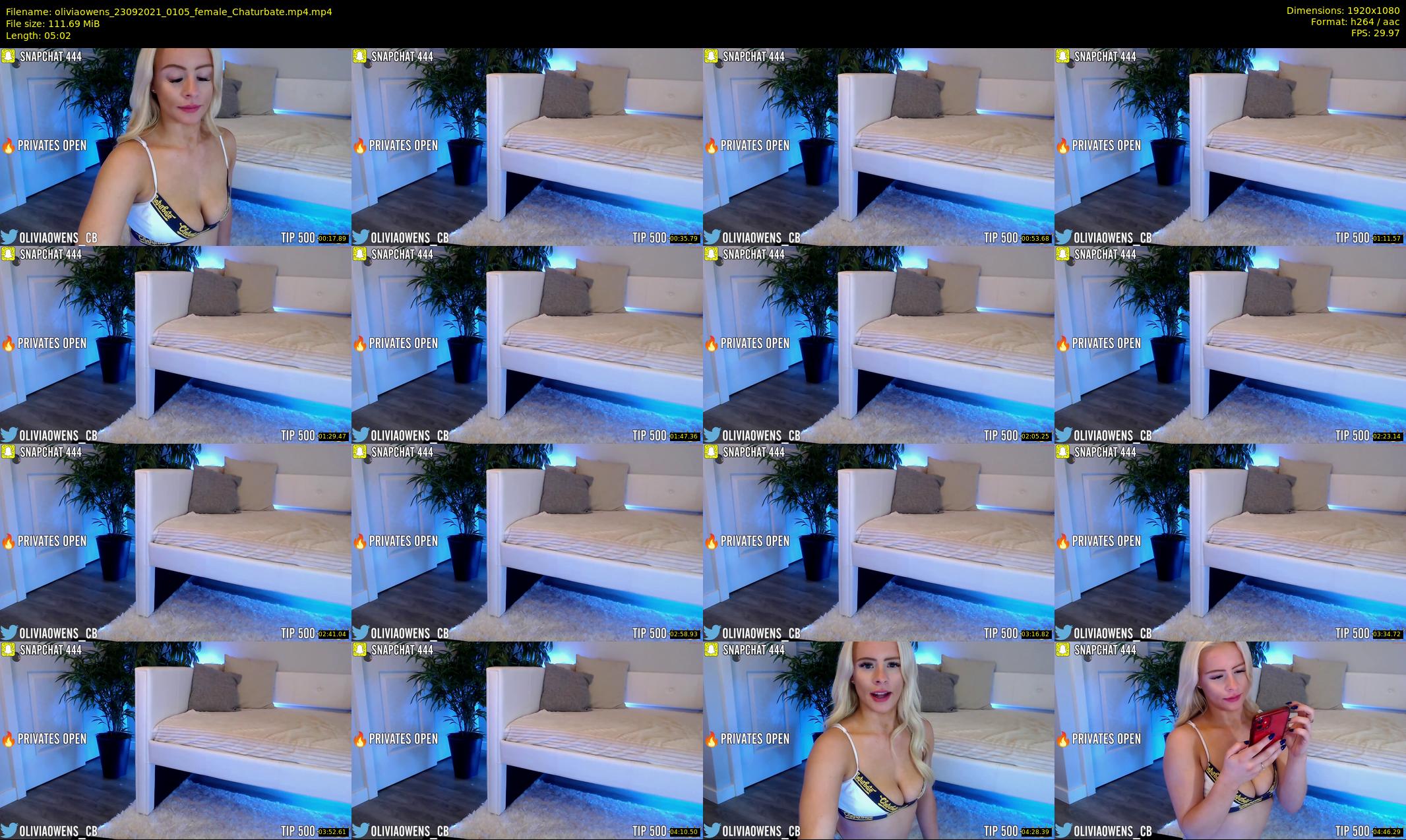 oliviaowens — 6 minute Chaturbate female cam show recording, 1080p, Sep 23, 2021