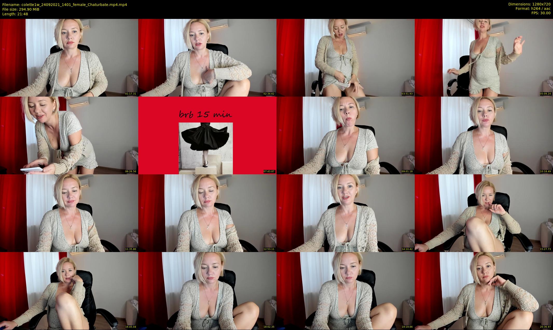 colette1w — 22 minute Chaturbate female cam show recording, 720p, Sep 24, 2021