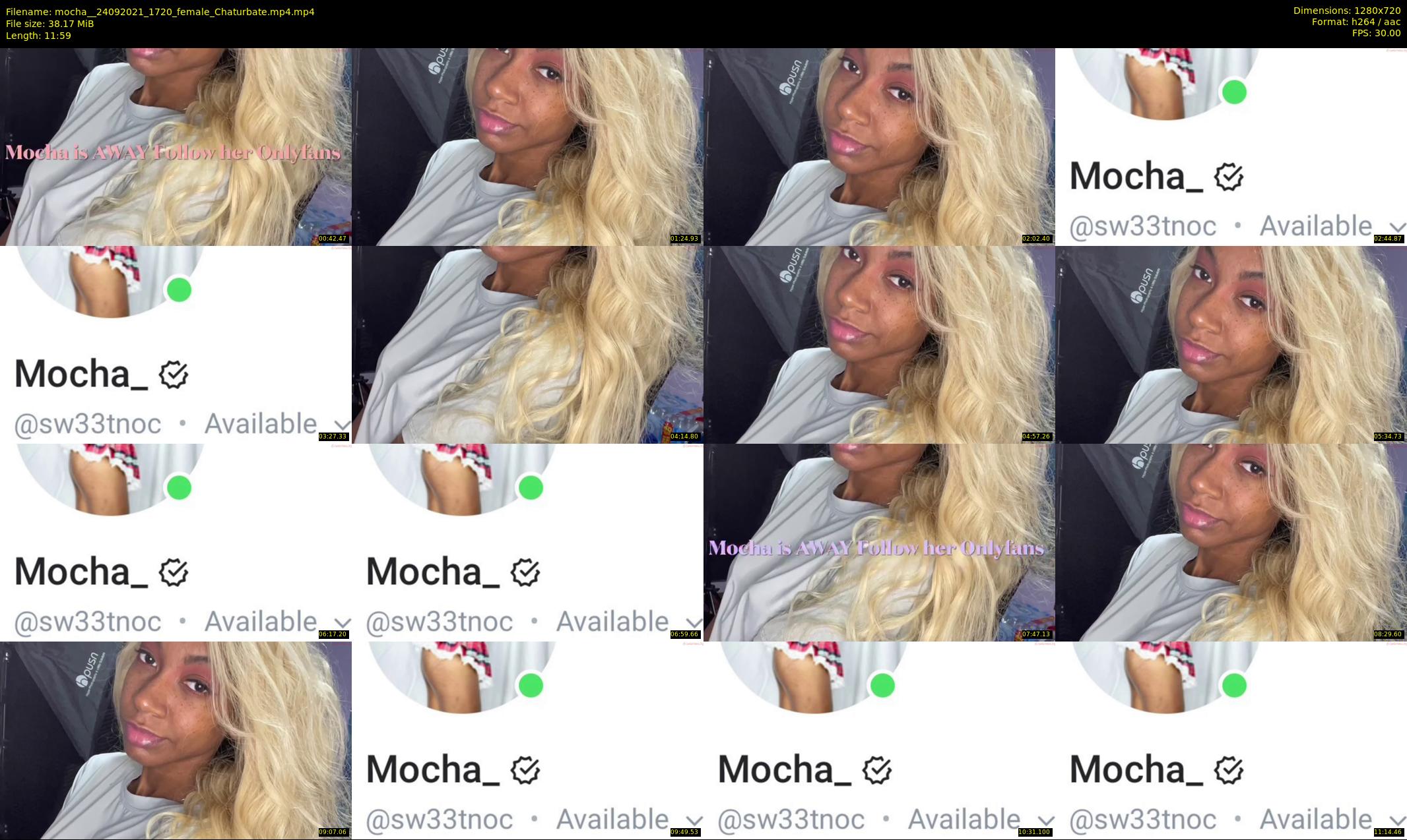 mocha_ — 12 minute Chaturbate female cam show recording, 720p, Sep 24, 2021