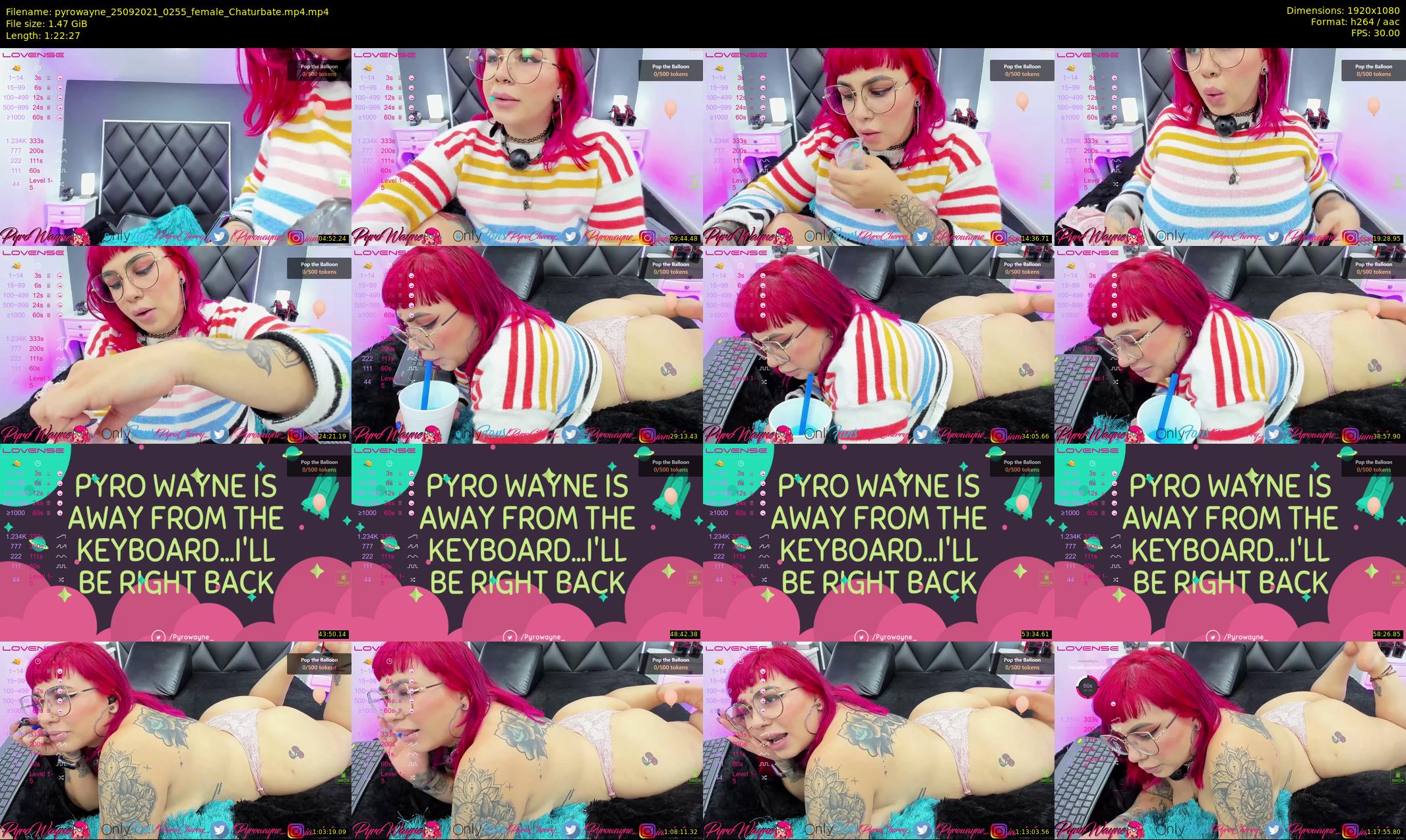 pyrowayne — 83 minute Chaturbate female cam show recording, 1080p, Sep 25, 2021