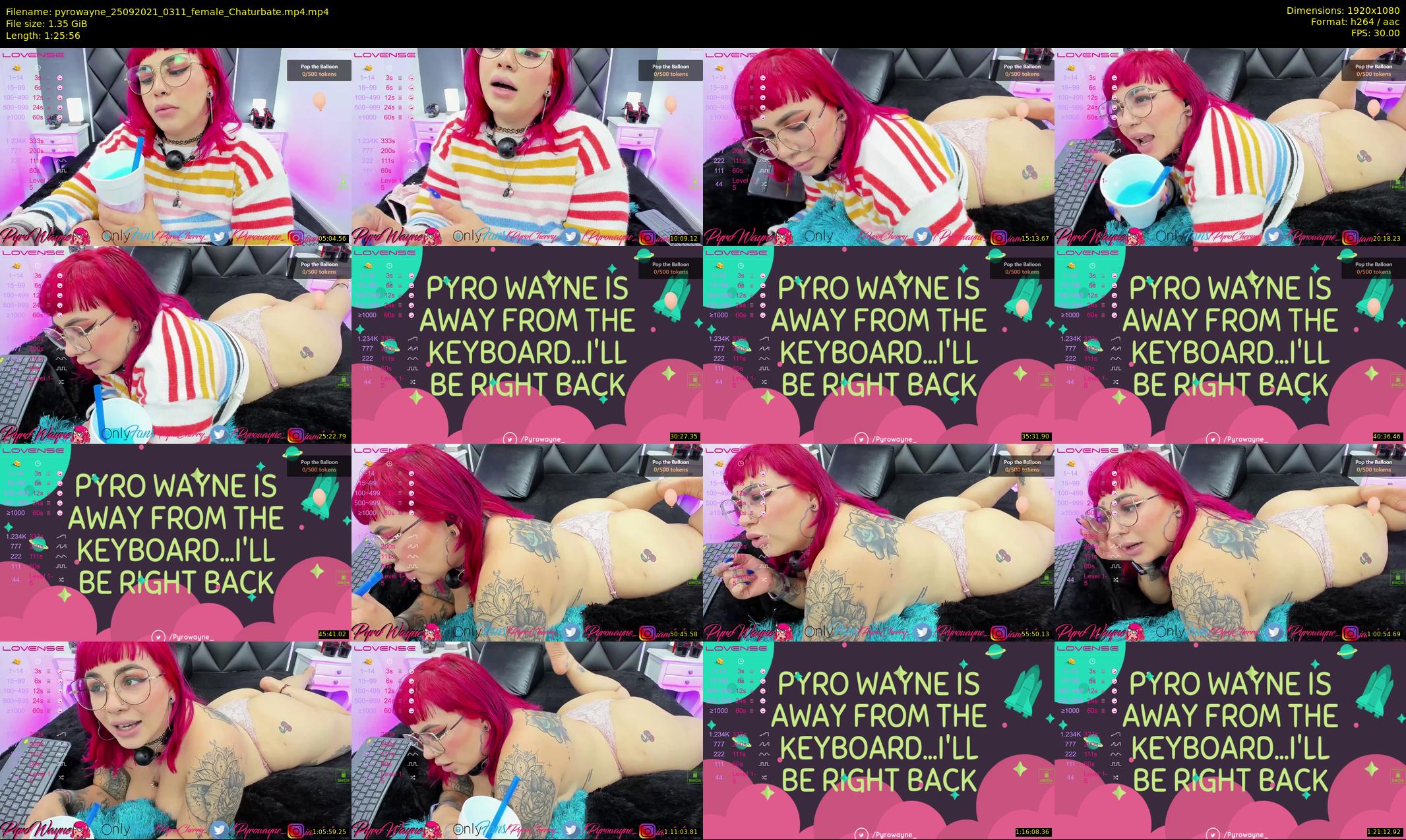 pyrowayne — 86 minute Chaturbate female cam show recording, 1080p, Sep 25, 2021